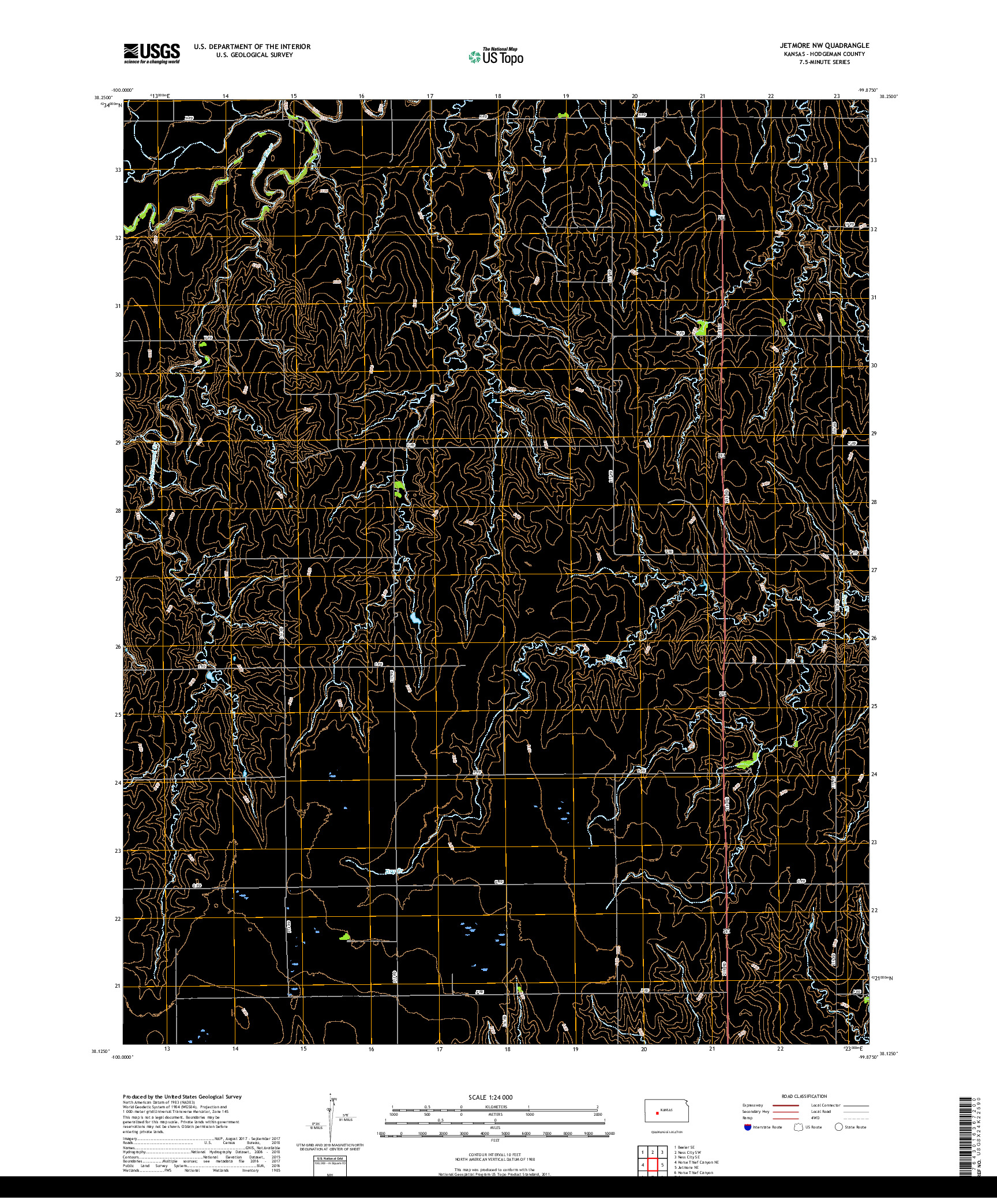 USGS US TOPO 7.5-MINUTE MAP FOR JETMORE NW, KS 2018