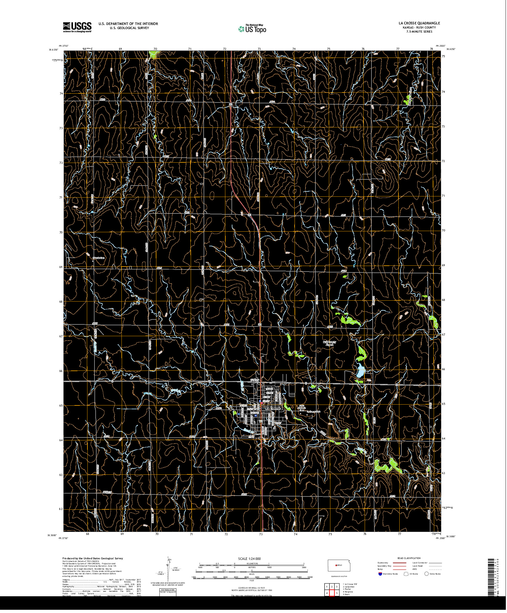 USGS US TOPO 7.5-MINUTE MAP FOR LA CROSSE, KS 2018