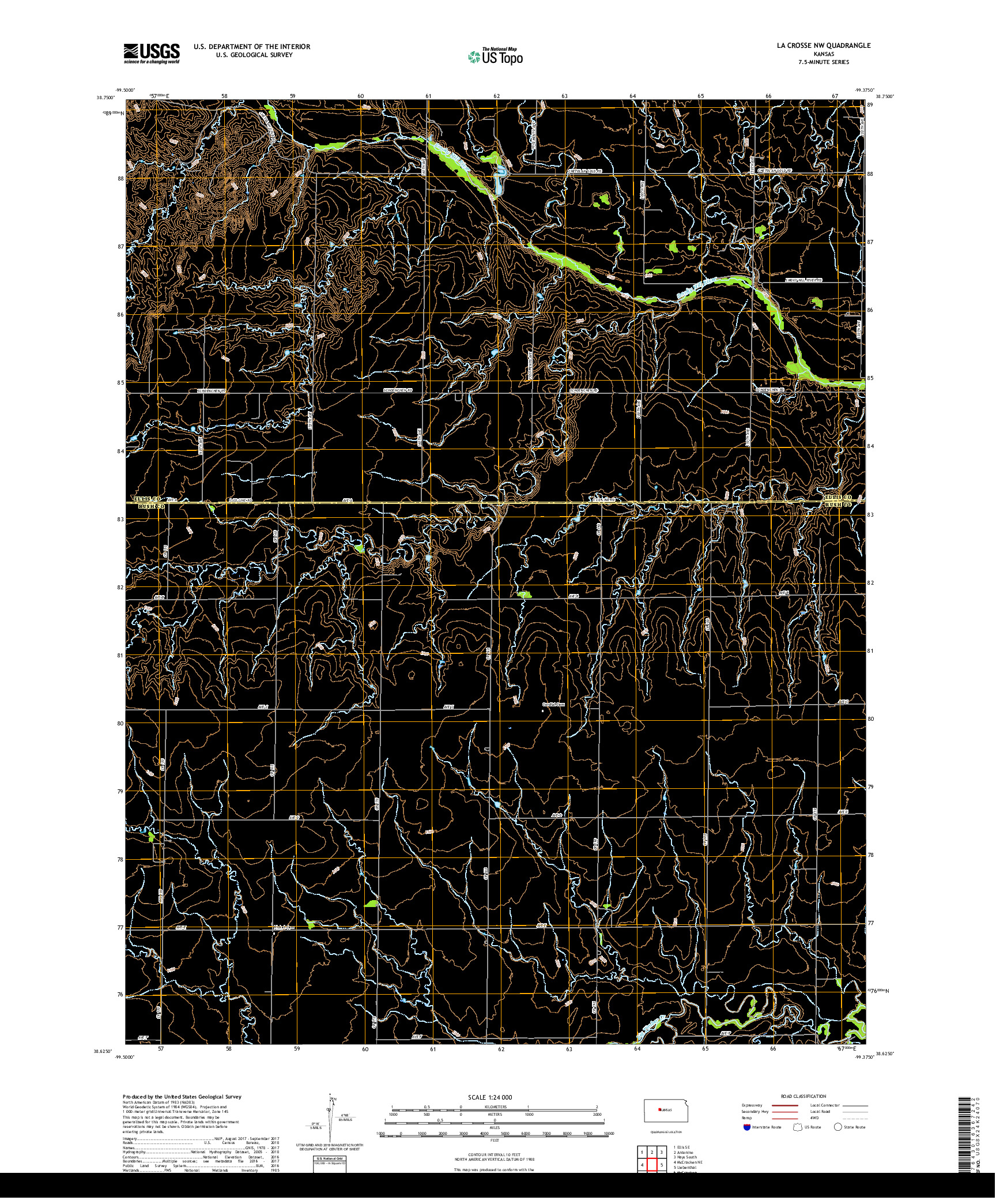 USGS US TOPO 7.5-MINUTE MAP FOR LA CROSSE NW, KS 2018
