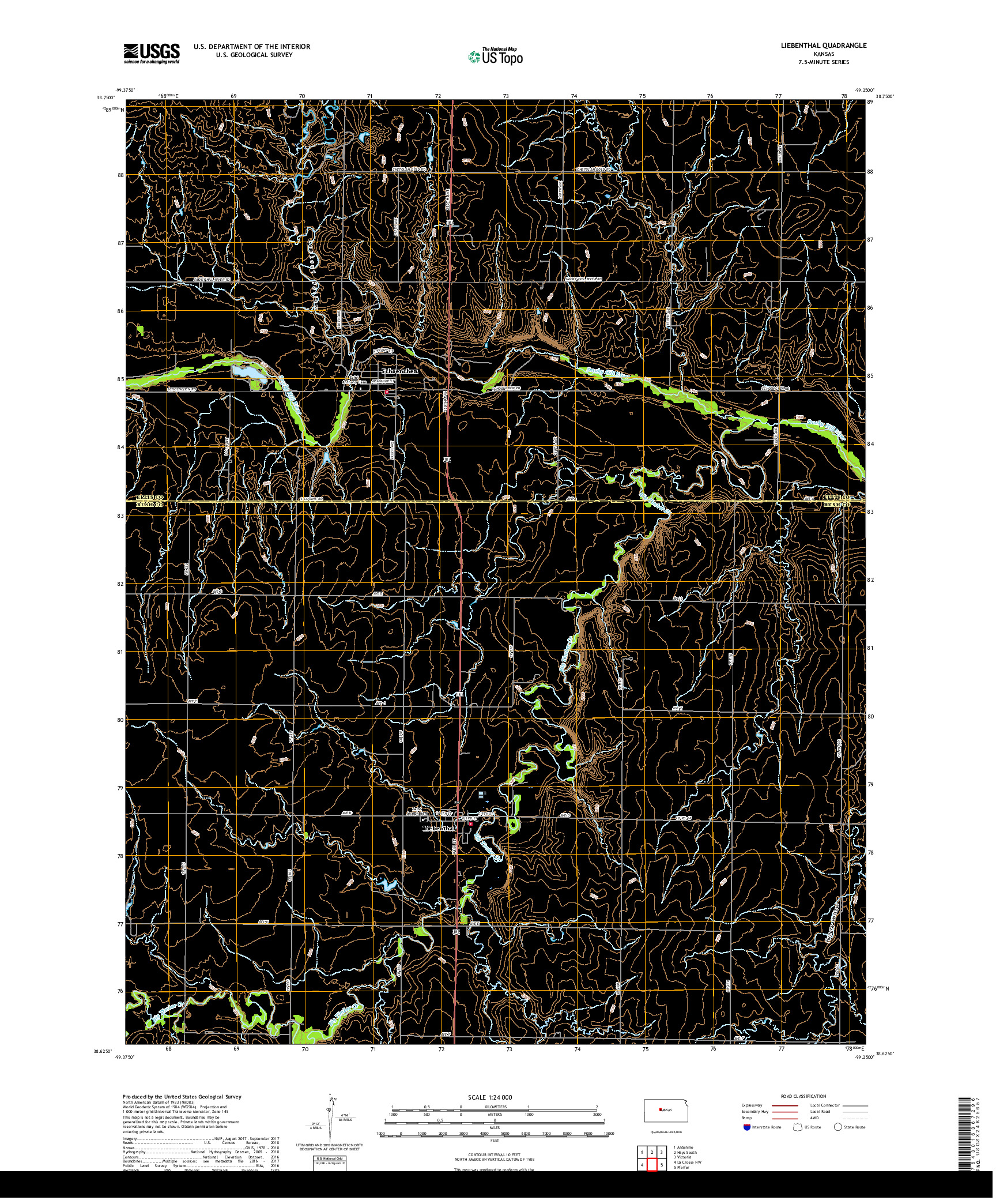 USGS US TOPO 7.5-MINUTE MAP FOR LIEBENTHAL, KS 2018