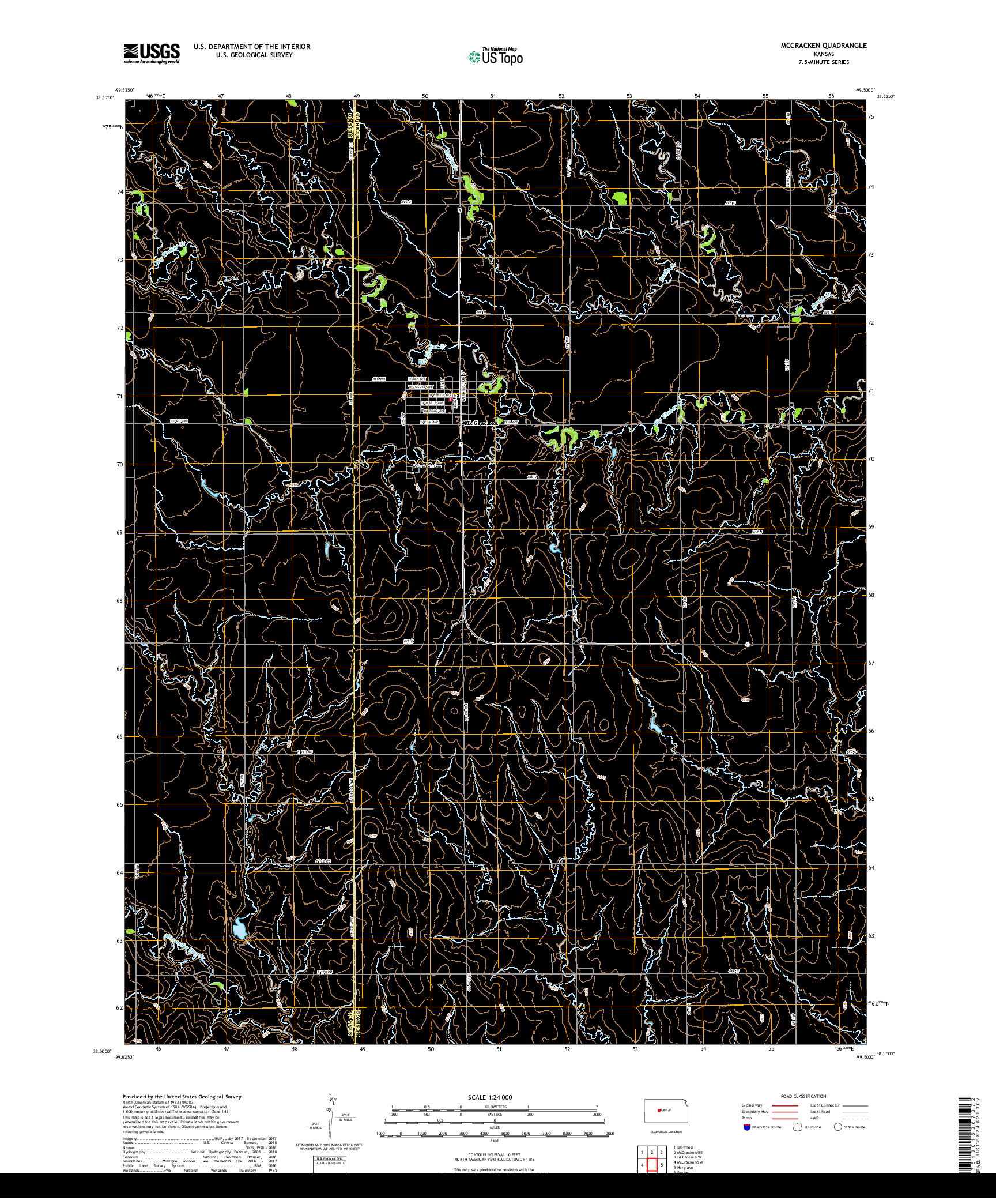 USGS US TOPO 7.5-MINUTE MAP FOR MCCRACKEN, KS 2018