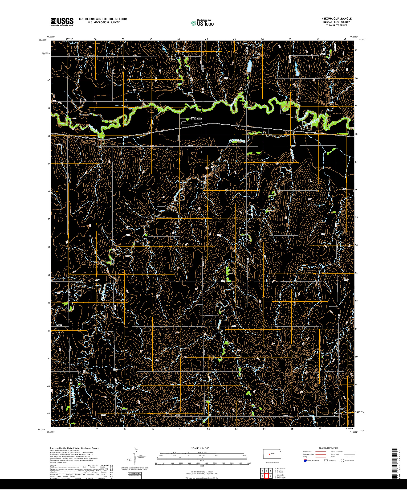 USGS US TOPO 7.5-MINUTE MAP FOR NEKOMA, KS 2018