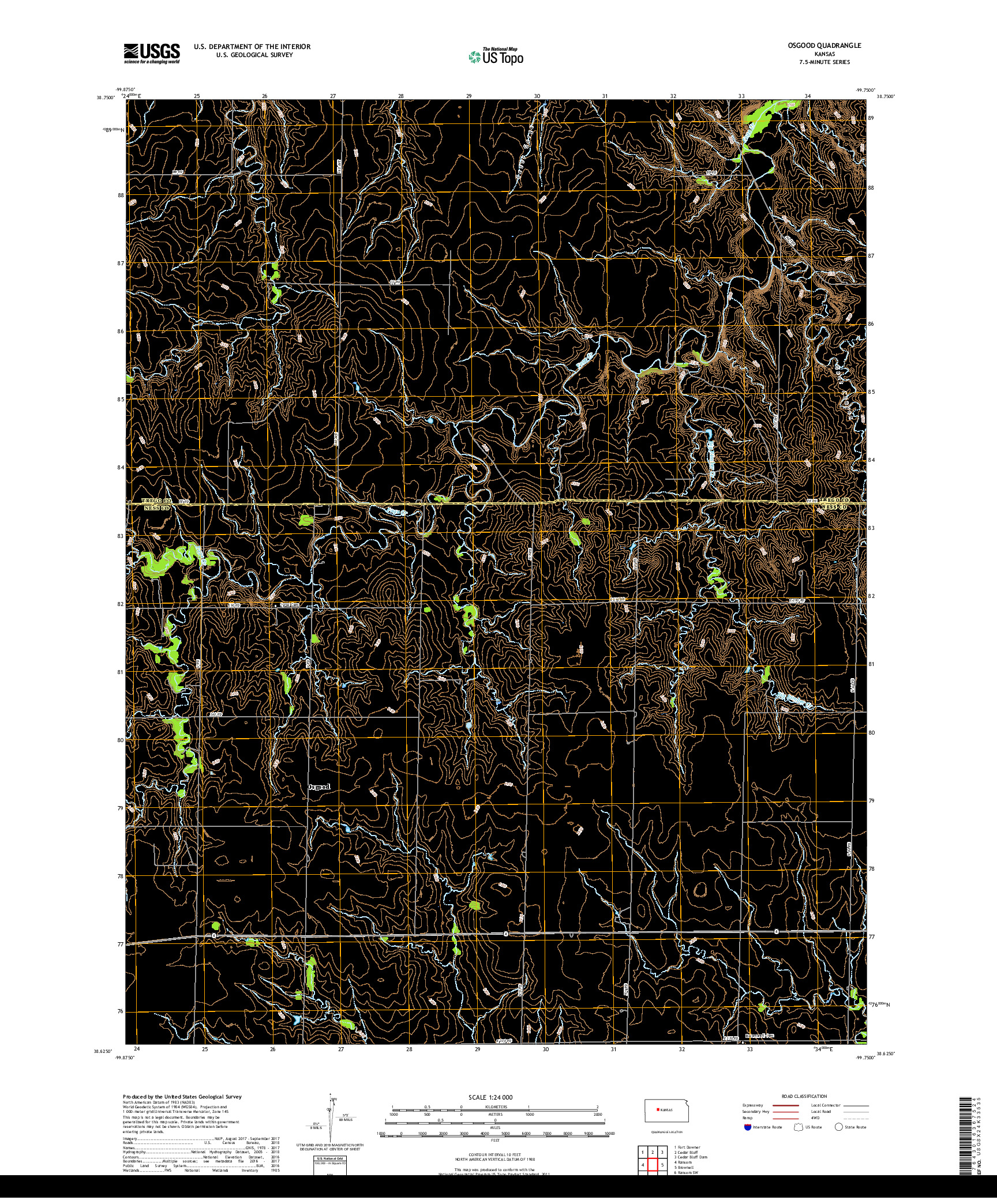 USGS US TOPO 7.5-MINUTE MAP FOR OSGOOD, KS 2018