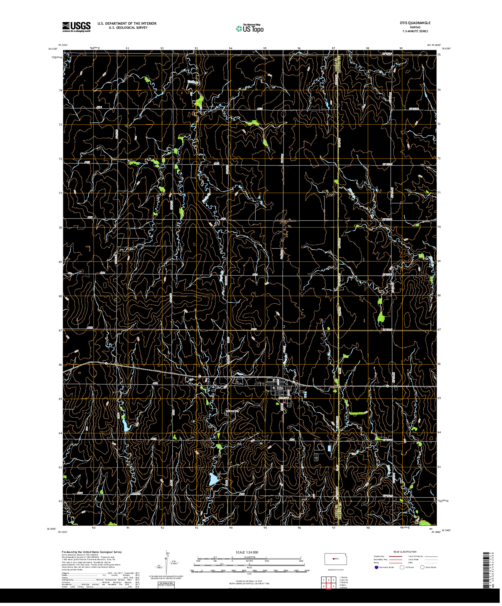 USGS US TOPO 7.5-MINUTE MAP FOR OTIS, KS 2018