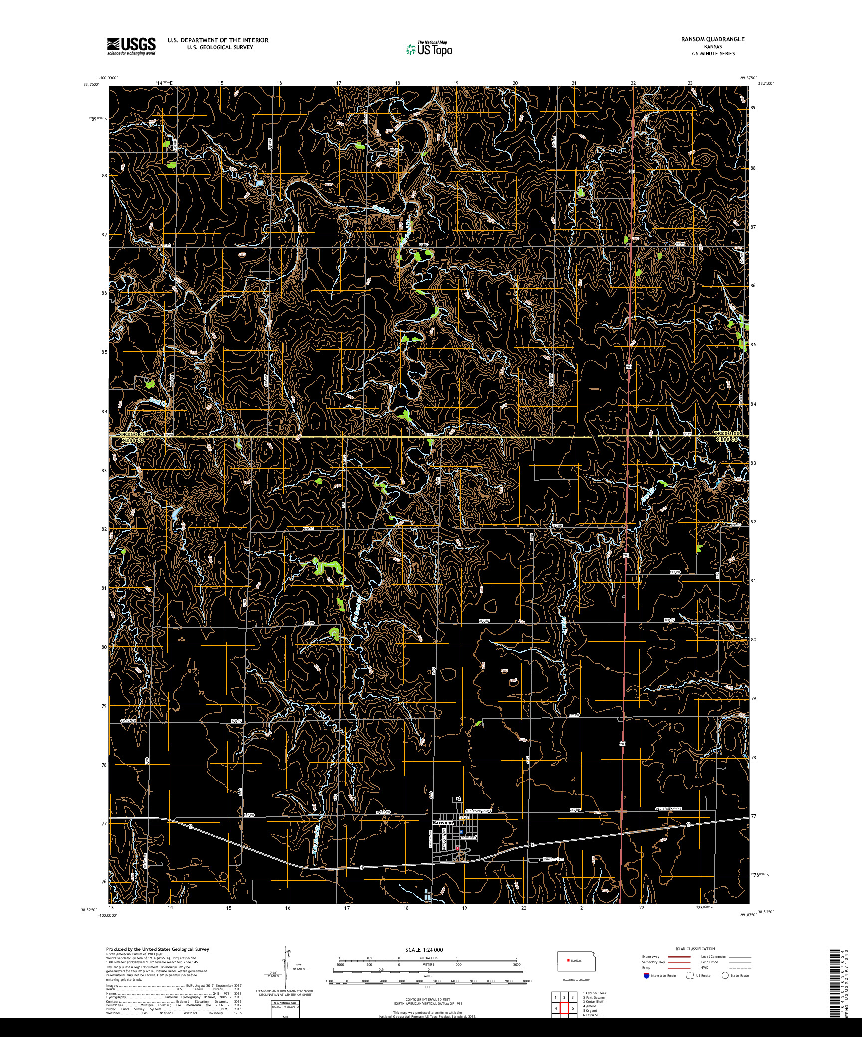 USGS US TOPO 7.5-MINUTE MAP FOR RANSOM, KS 2018