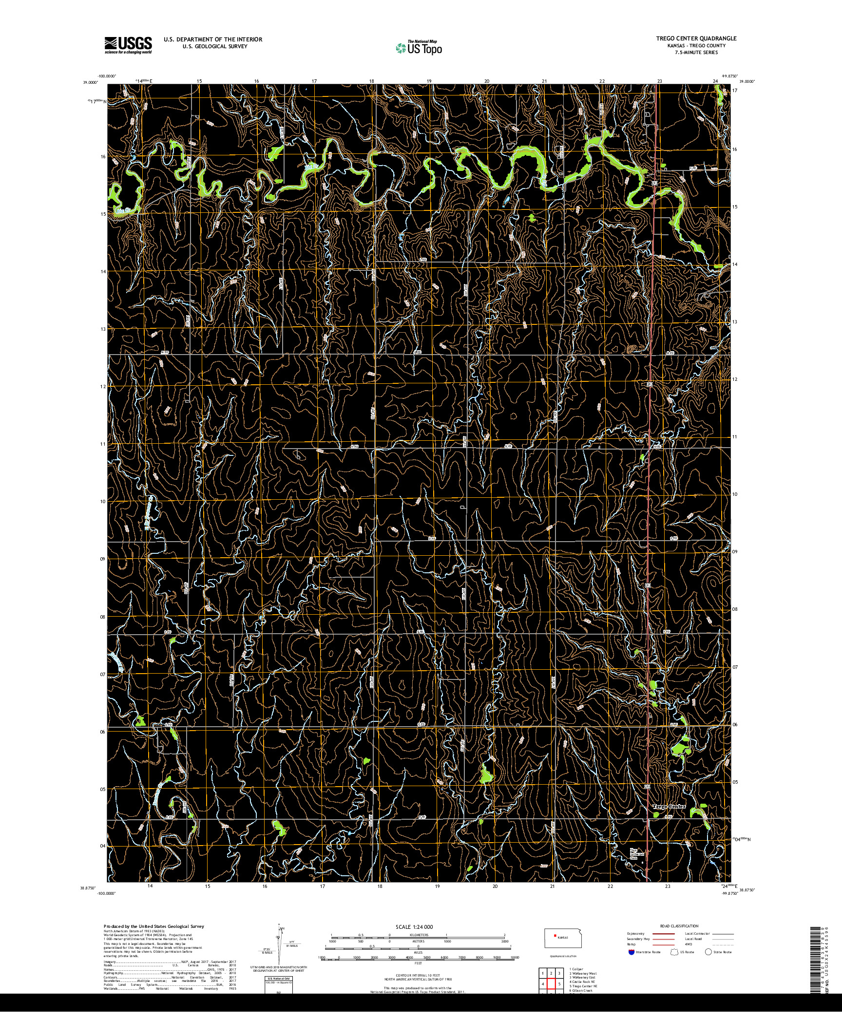 USGS US TOPO 7.5-MINUTE MAP FOR TREGO CENTER, KS 2018