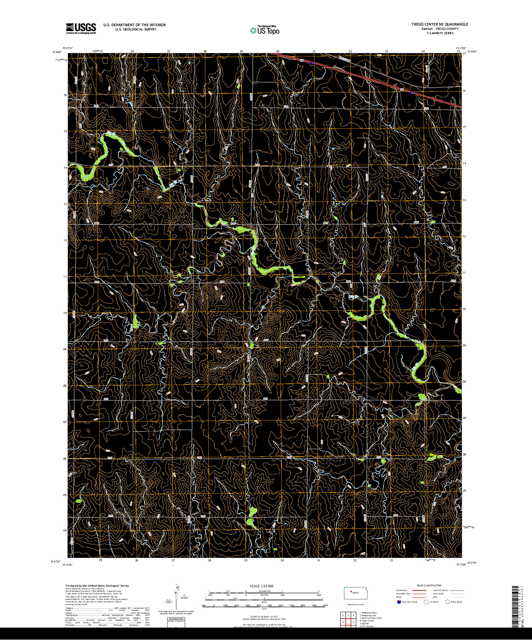 USGS US TOPO 7.5-MINUTE MAP FOR TREGO CENTER NE, KS 2018