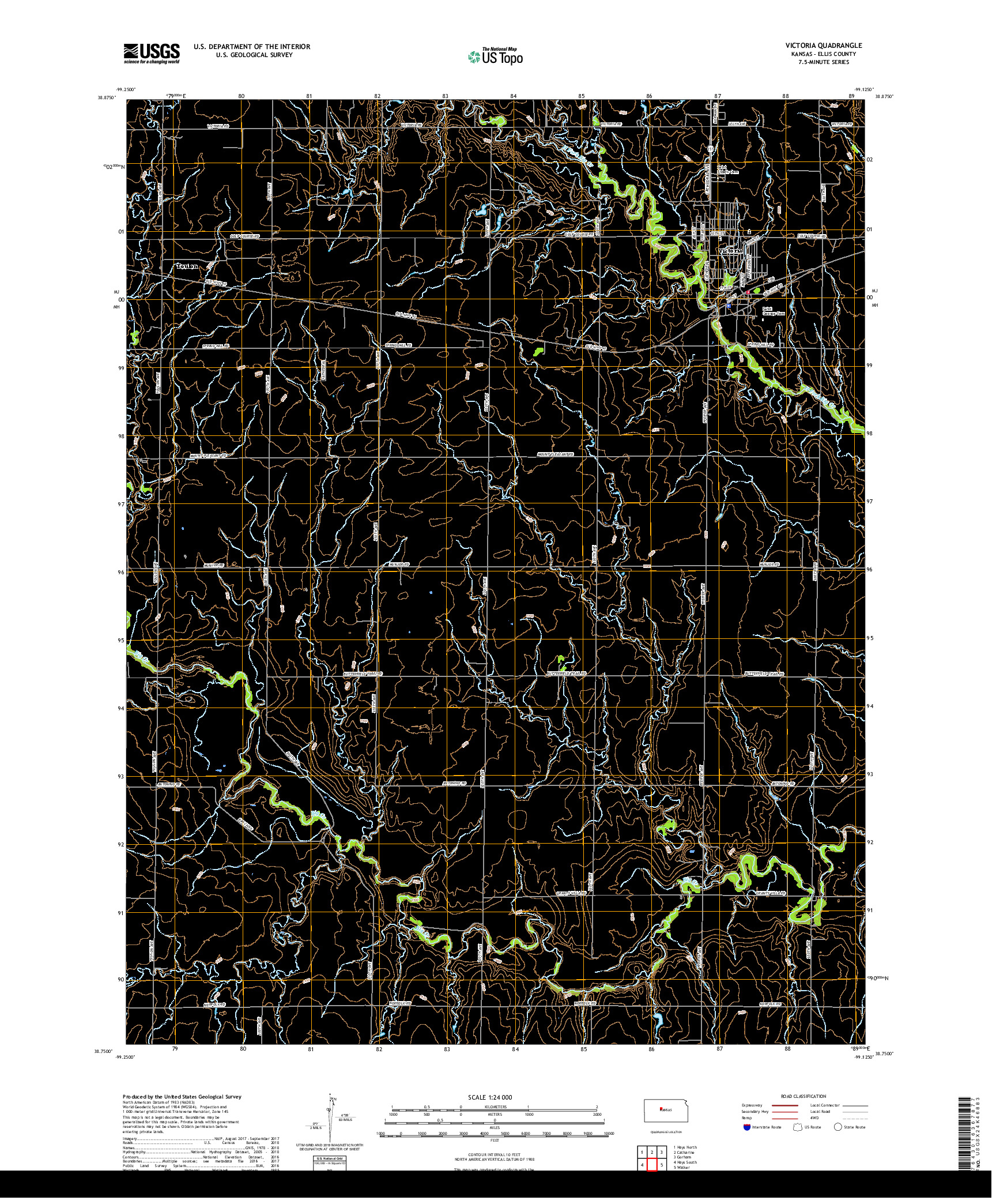 USGS US TOPO 7.5-MINUTE MAP FOR VICTORIA, KS 2018