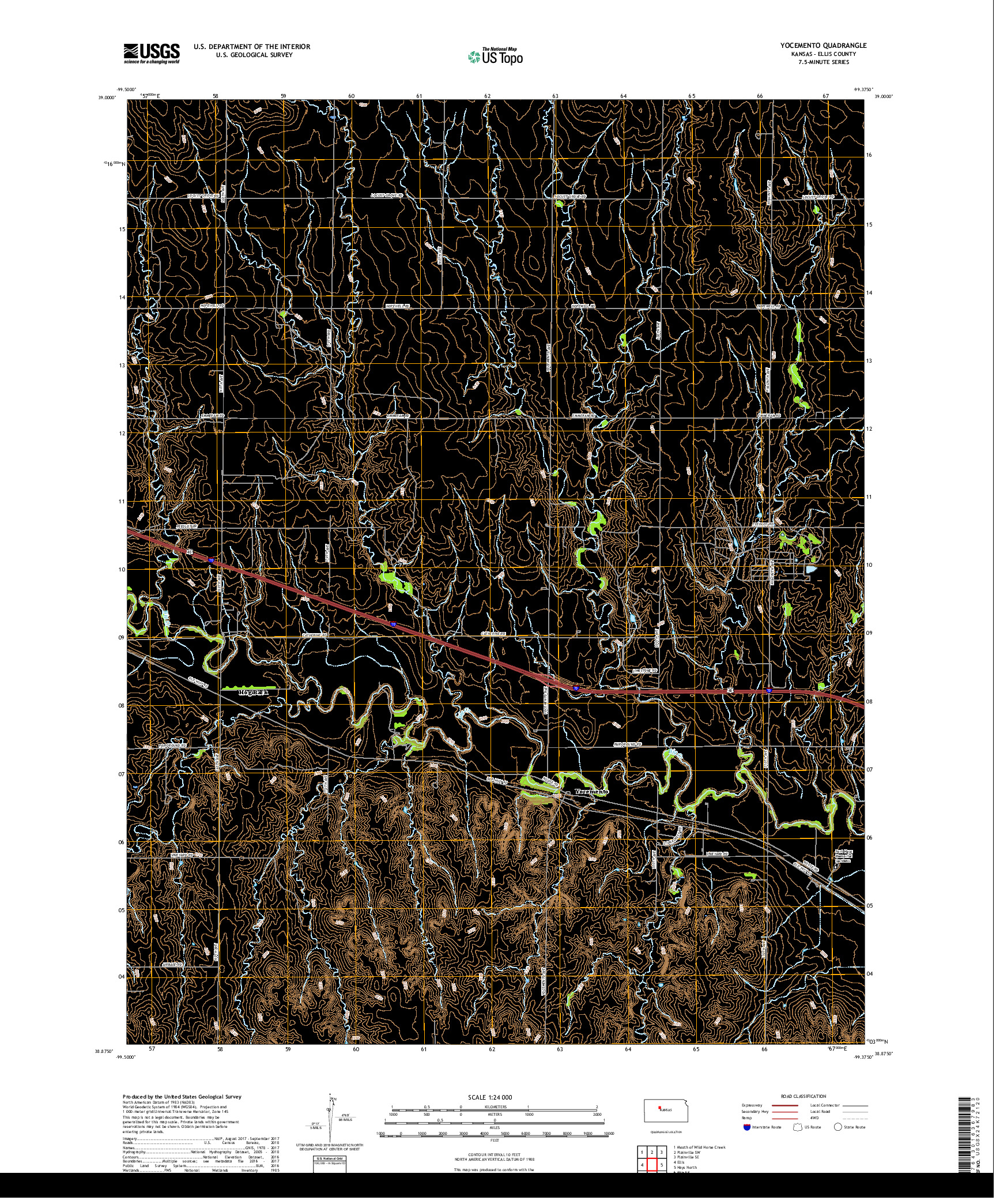 USGS US TOPO 7.5-MINUTE MAP FOR YOCEMENTO, KS 2018