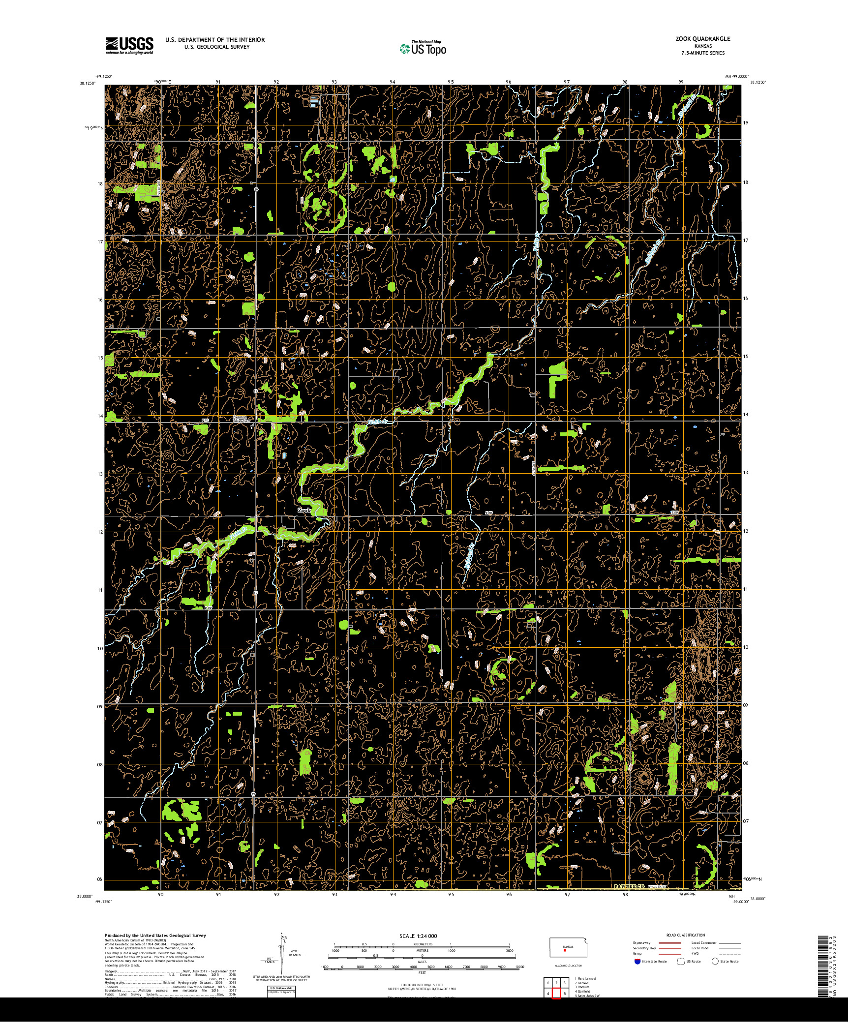 USGS US TOPO 7.5-MINUTE MAP FOR ZOOK, KS 2018