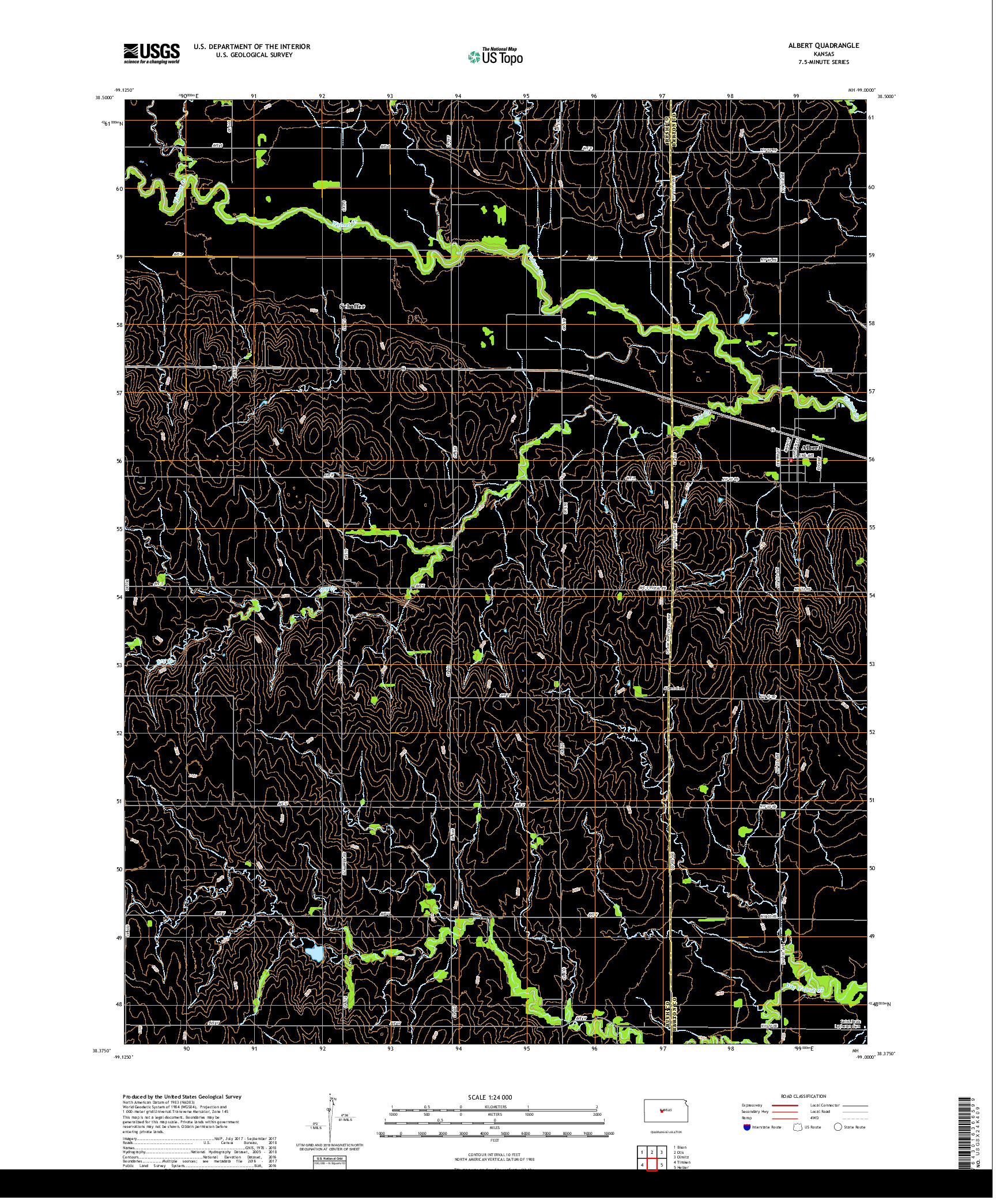 USGS US TOPO 7.5-MINUTE MAP FOR ALBERT, KS 2018