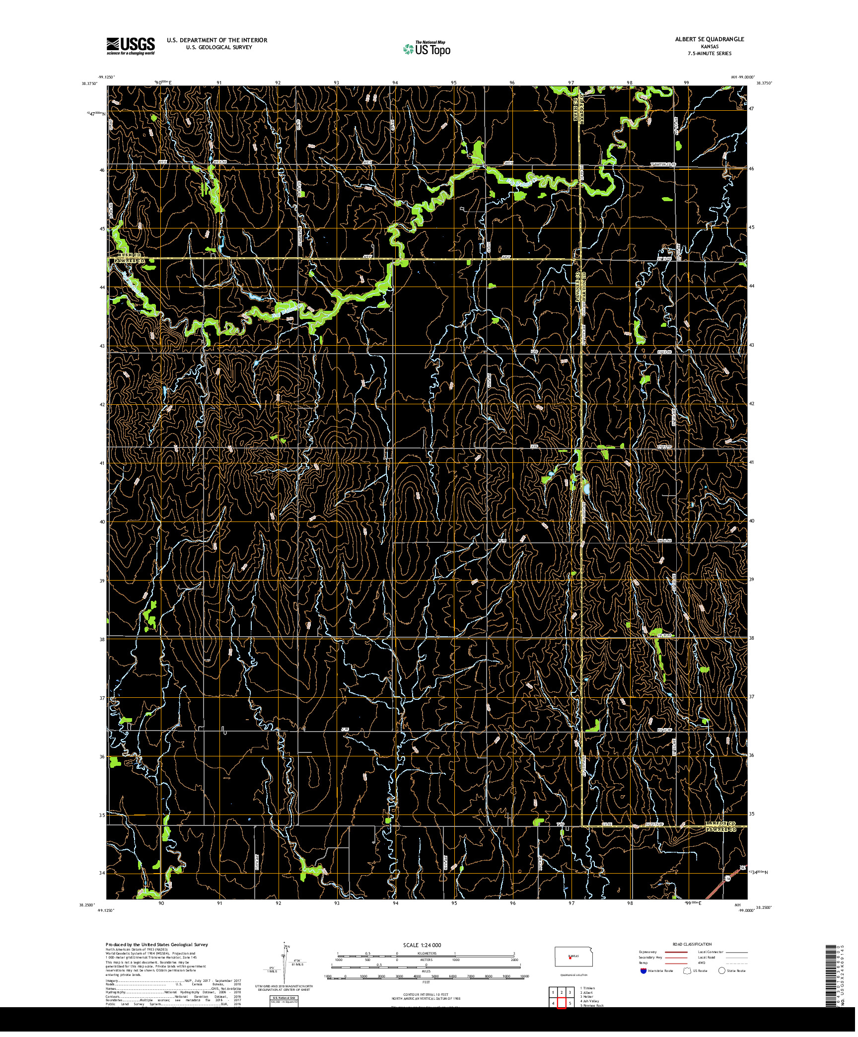 USGS US TOPO 7.5-MINUTE MAP FOR ALBERT SE, KS 2018