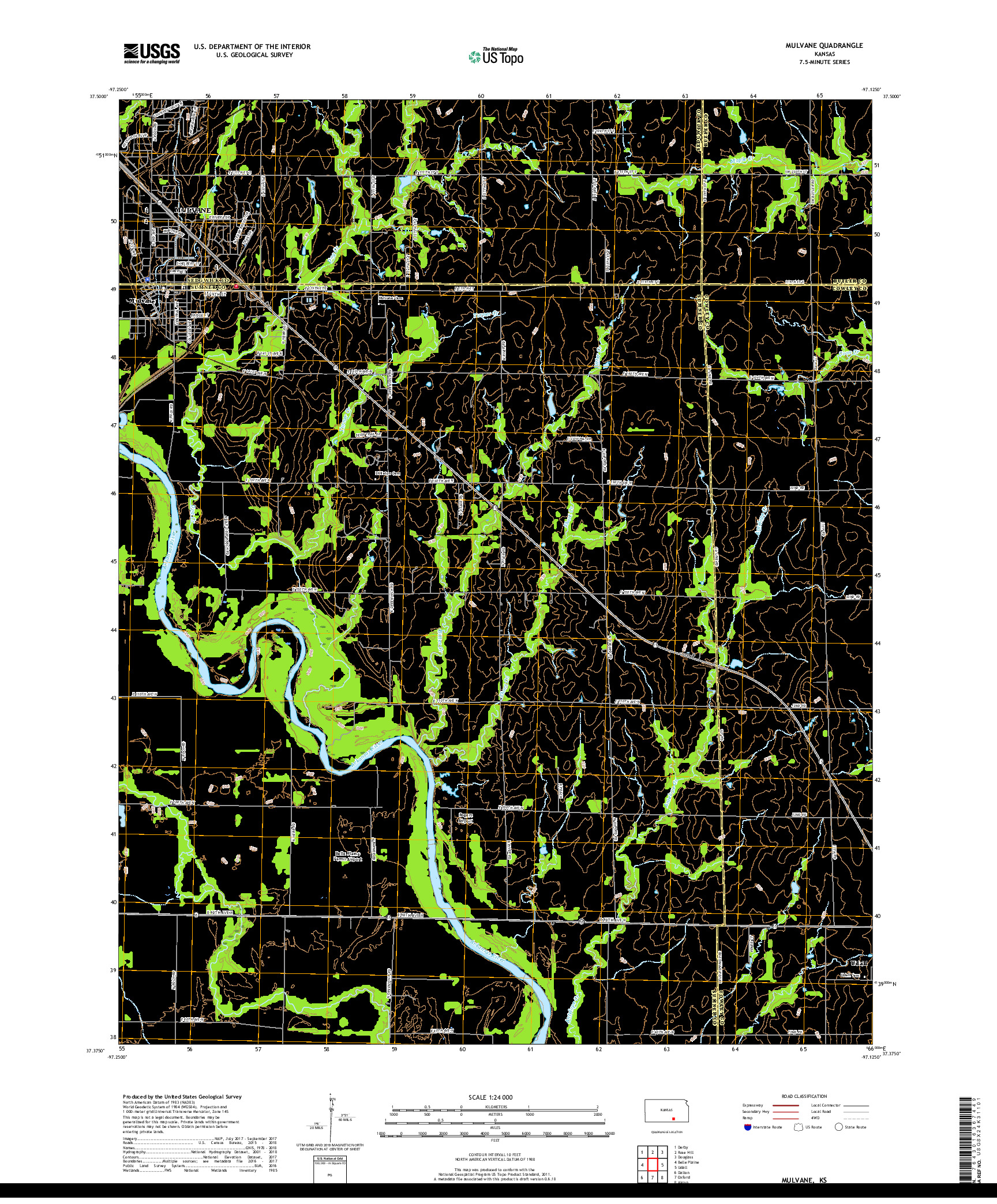 USGS US TOPO 7.5-MINUTE MAP FOR MULVANE, KS 2018