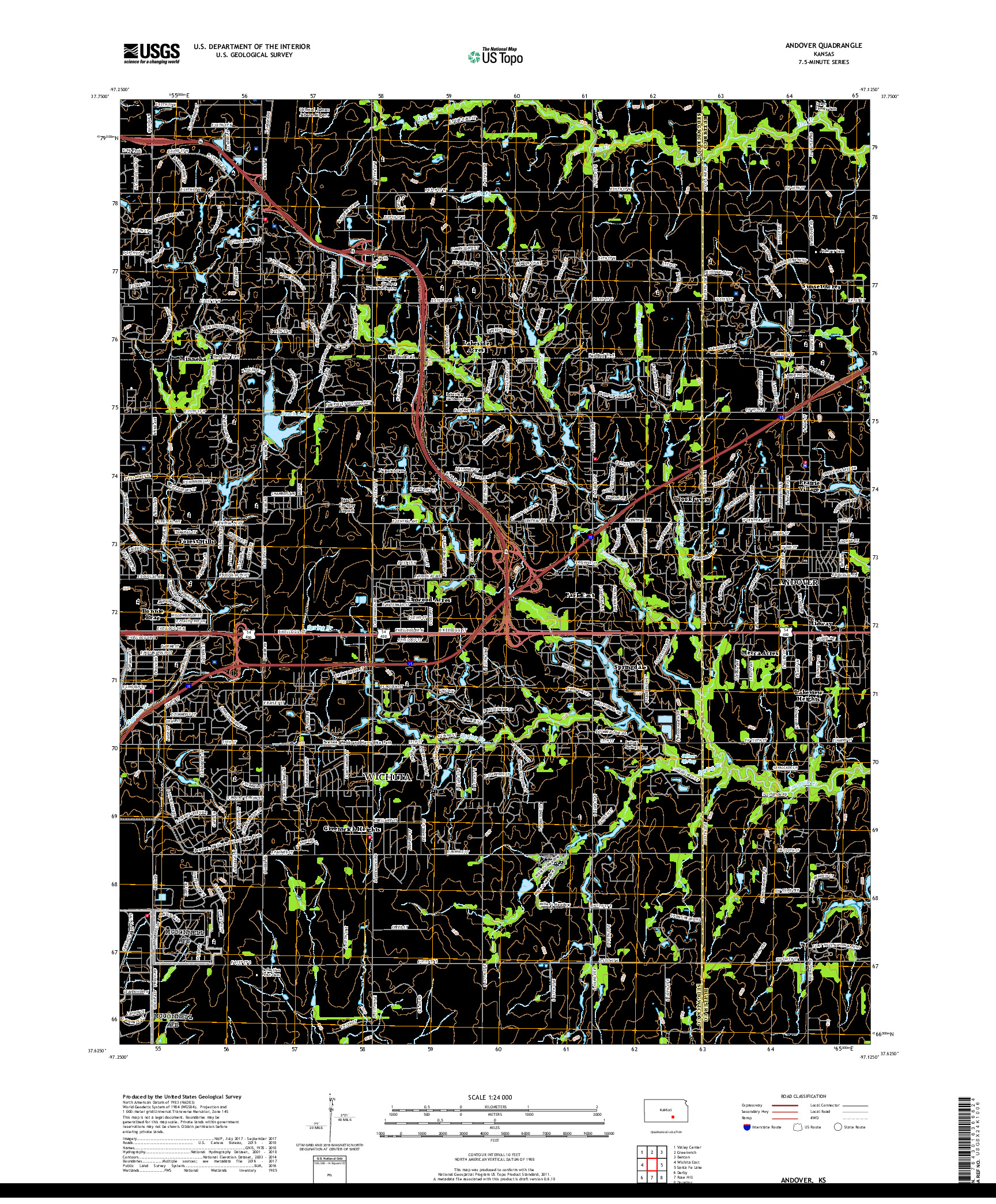 USGS US TOPO 7.5-MINUTE MAP FOR ANDOVER, KS 2018