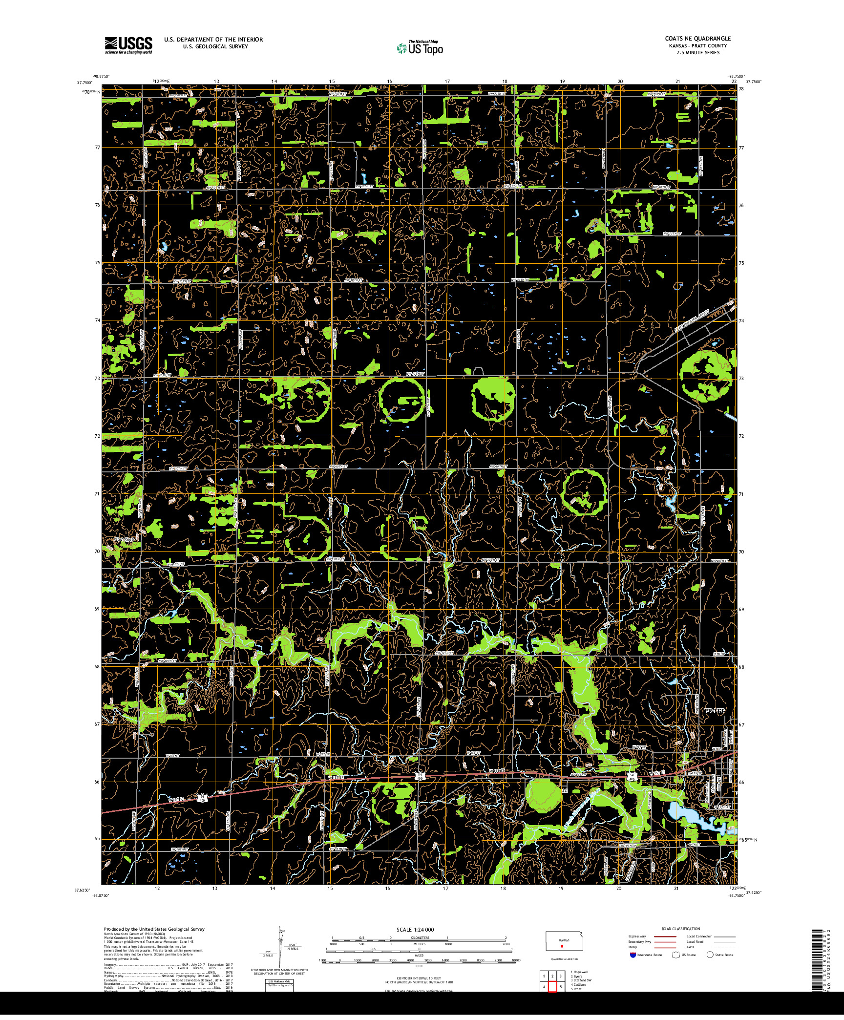 USGS US TOPO 7.5-MINUTE MAP FOR COATS NE, KS 2018