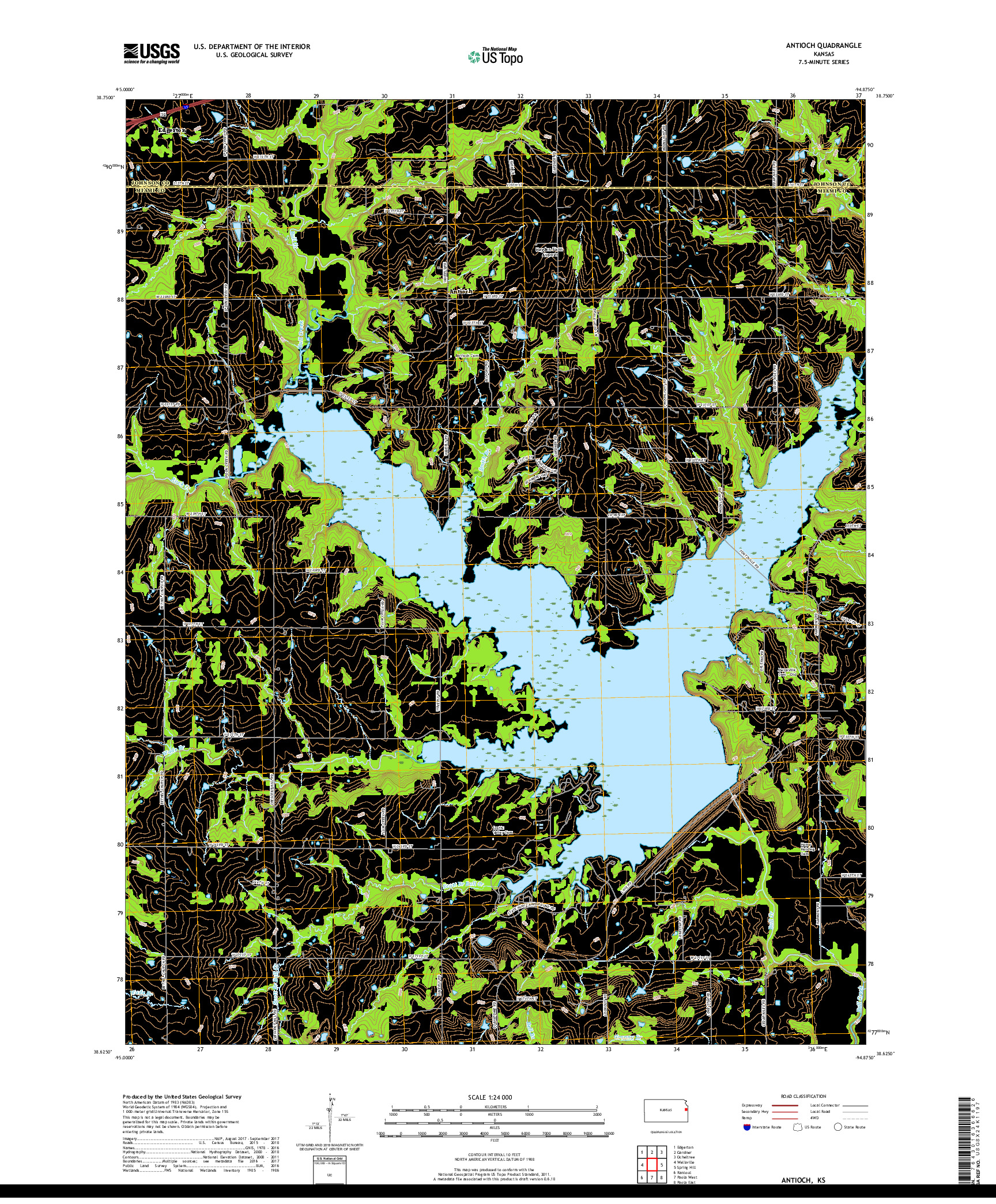 USGS US TOPO 7.5-MINUTE MAP FOR ANTIOCH, KS 2018