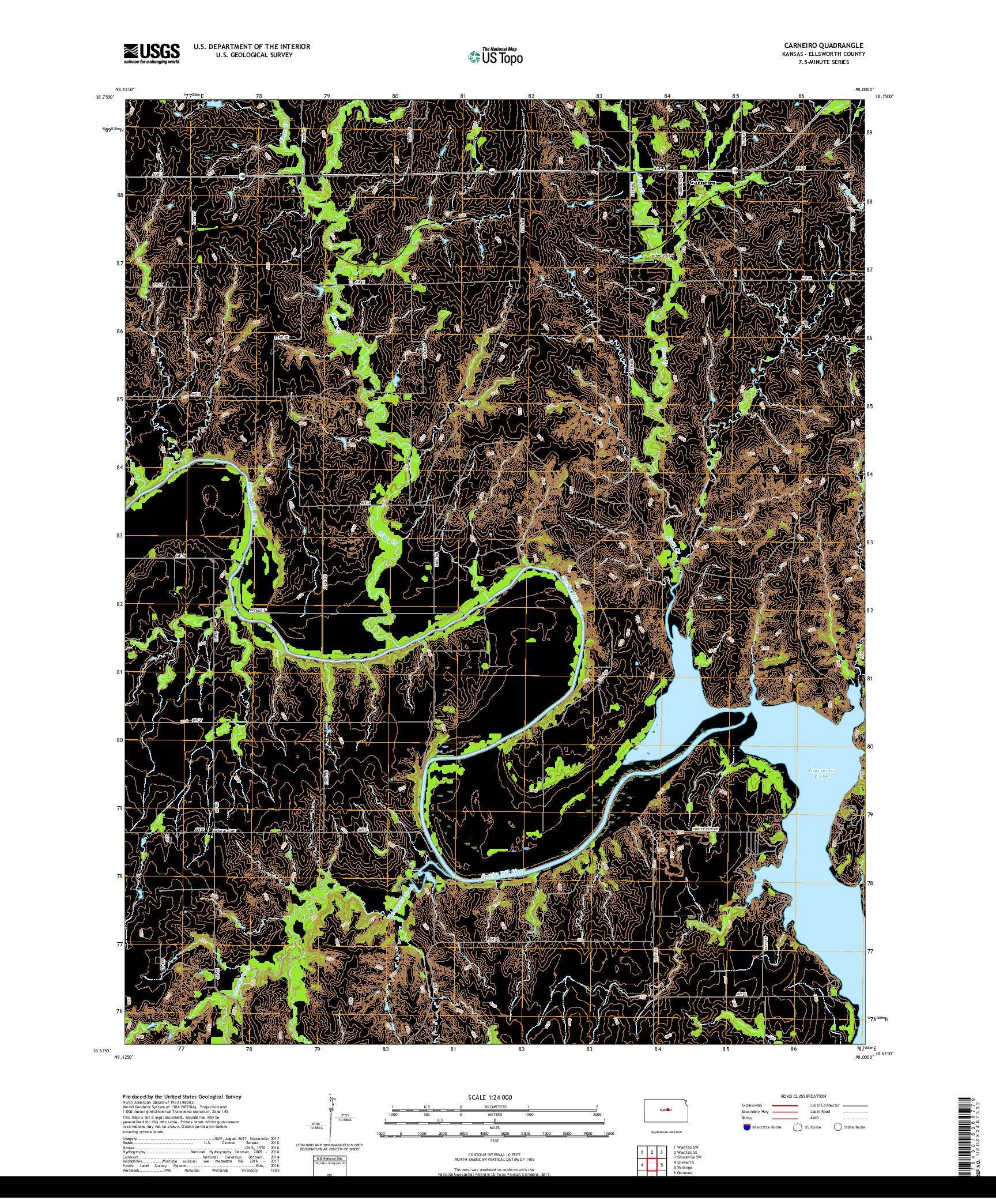 USGS US TOPO 7.5-MINUTE MAP FOR CARNEIRO, KS 2018