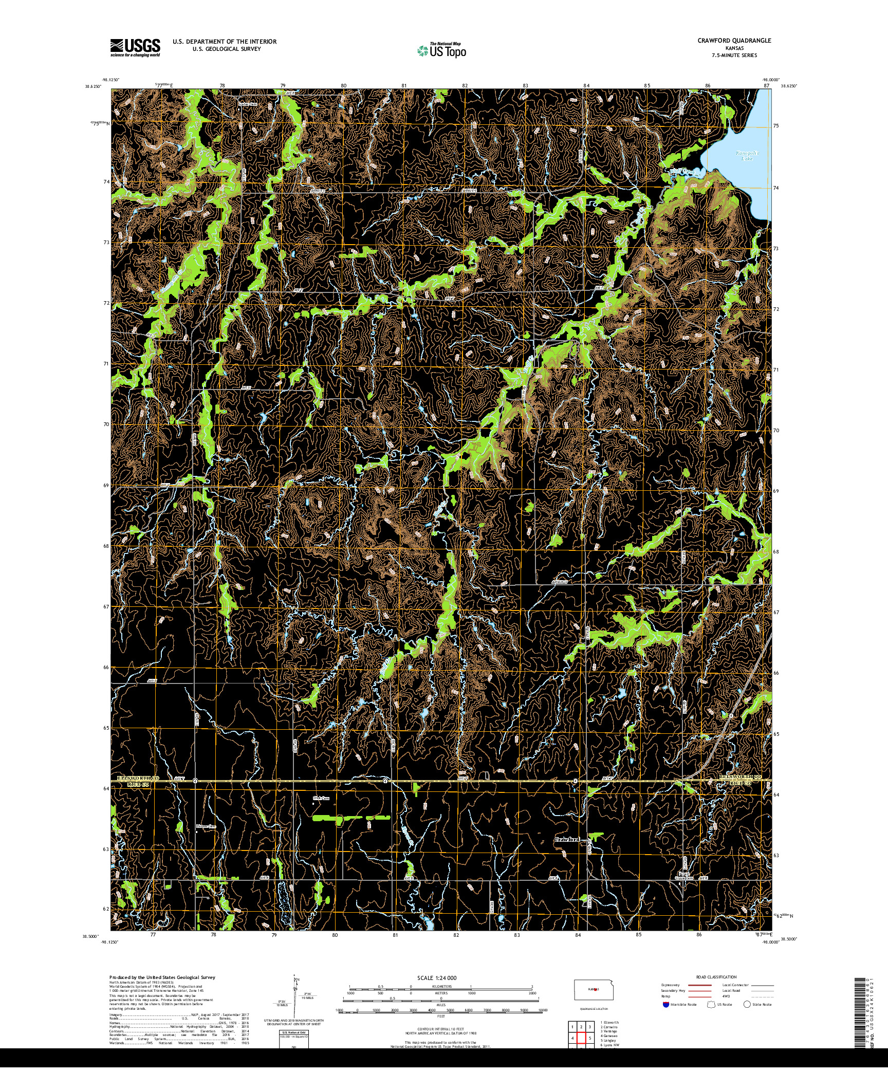 USGS US TOPO 7.5-MINUTE MAP FOR CRAWFORD, KS 2018