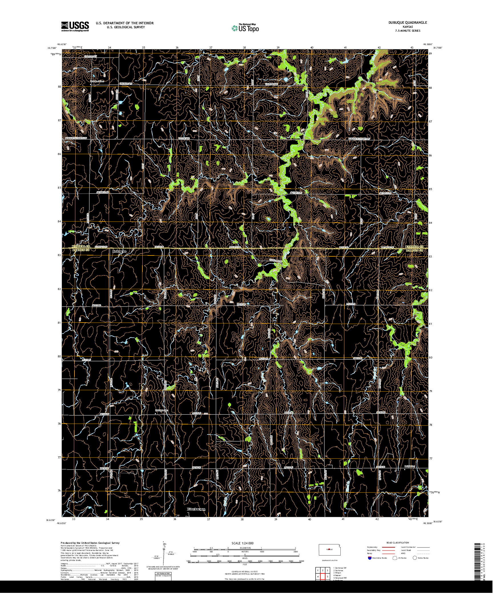 USGS US TOPO 7.5-MINUTE MAP FOR DUBUQUE, KS 2018