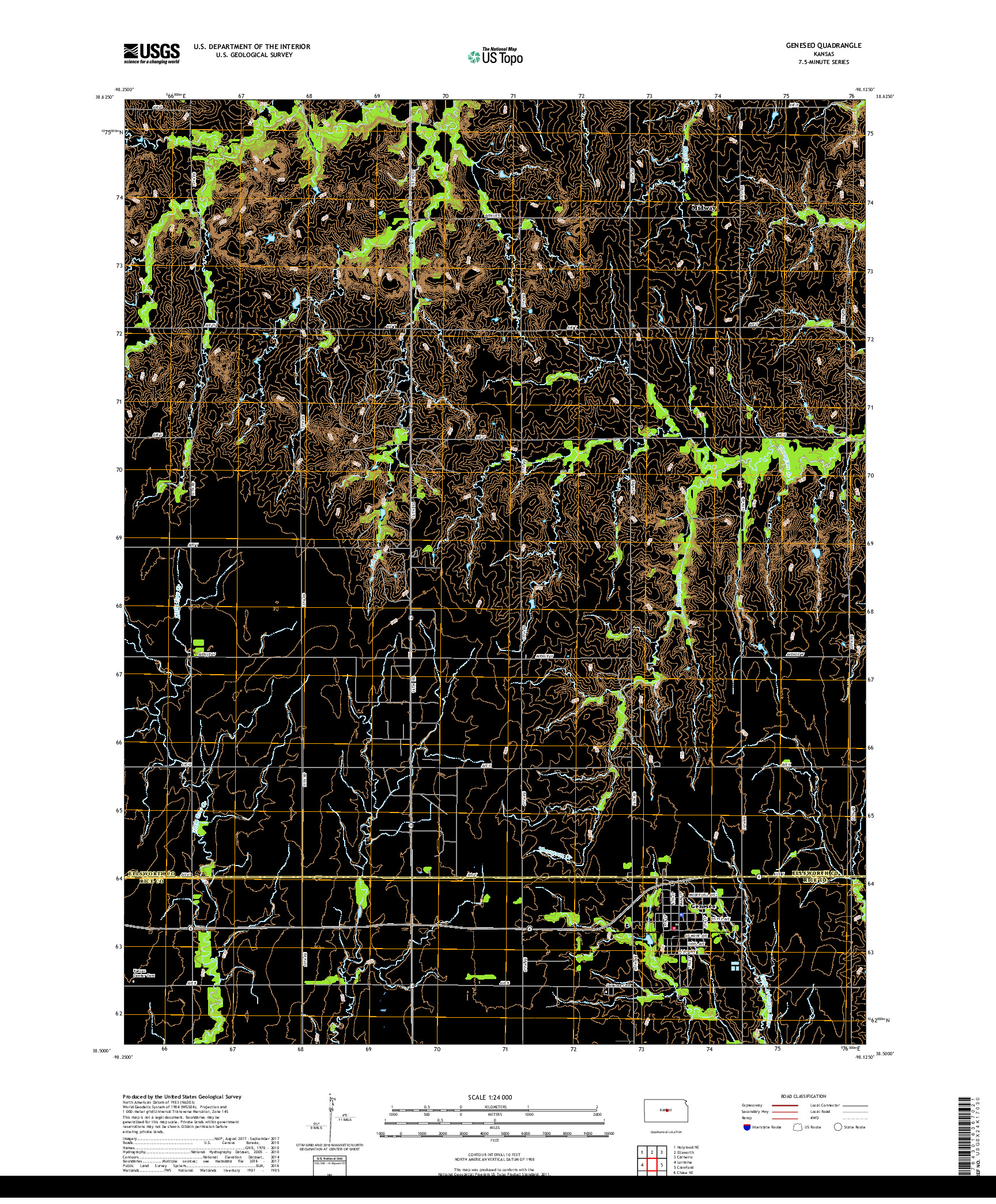 USGS US TOPO 7.5-MINUTE MAP FOR GENESEO, KS 2018
