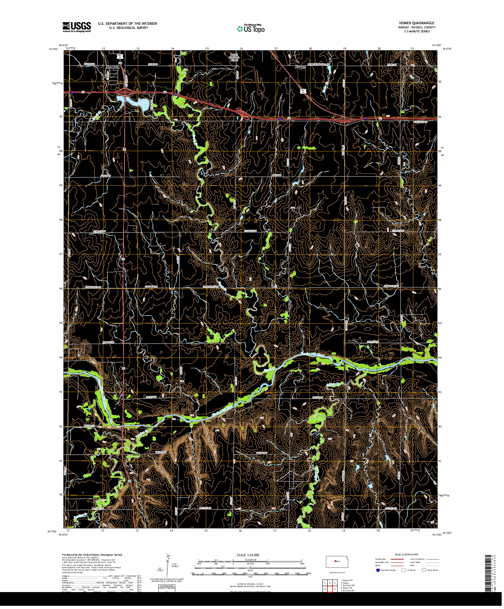 USGS US TOPO 7.5-MINUTE MAP FOR HOMER, KS 2018