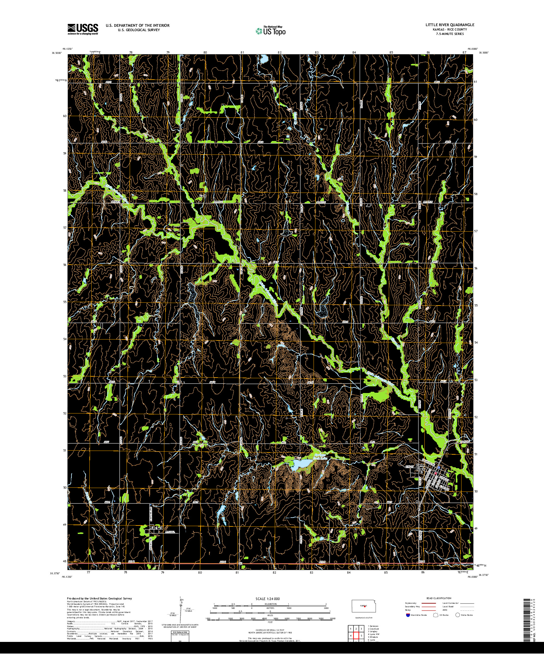 USGS US TOPO 7.5-MINUTE MAP FOR LITTLE RIVER, KS 2018