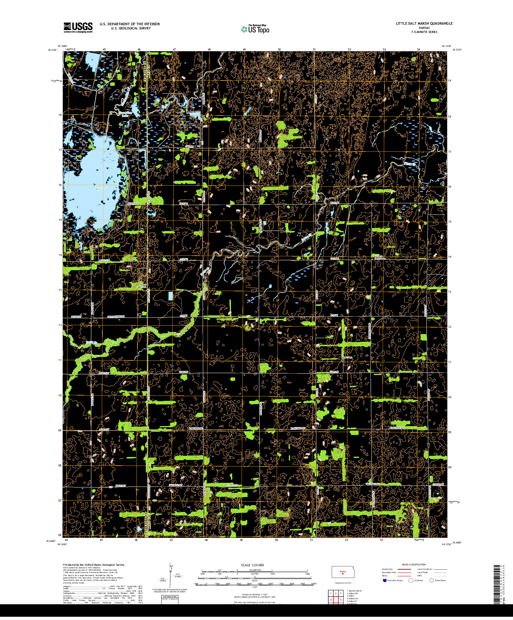 USGS US TOPO 7.5-MINUTE MAP FOR LITTLE SALT MARSH, KS 2018