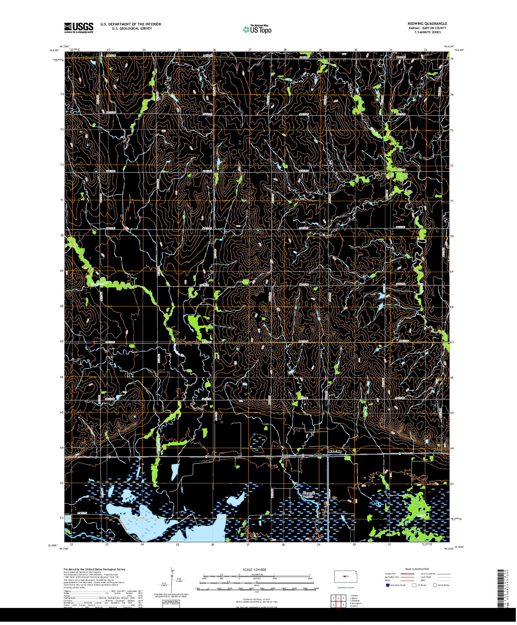 USGS US TOPO 7.5-MINUTE MAP FOR REDWING, KS 2018