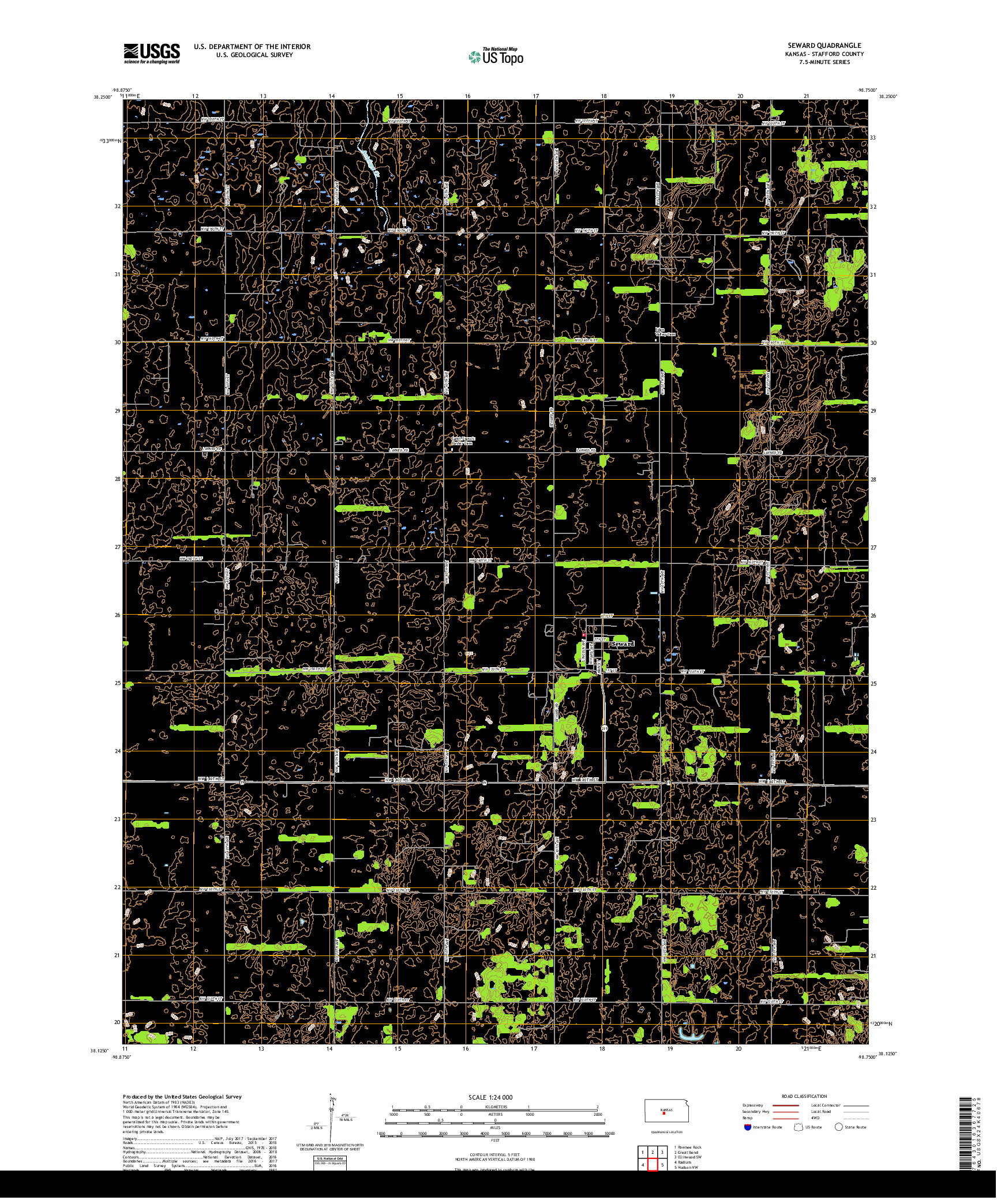 USGS US TOPO 7.5-MINUTE MAP FOR SEWARD, KS 2018