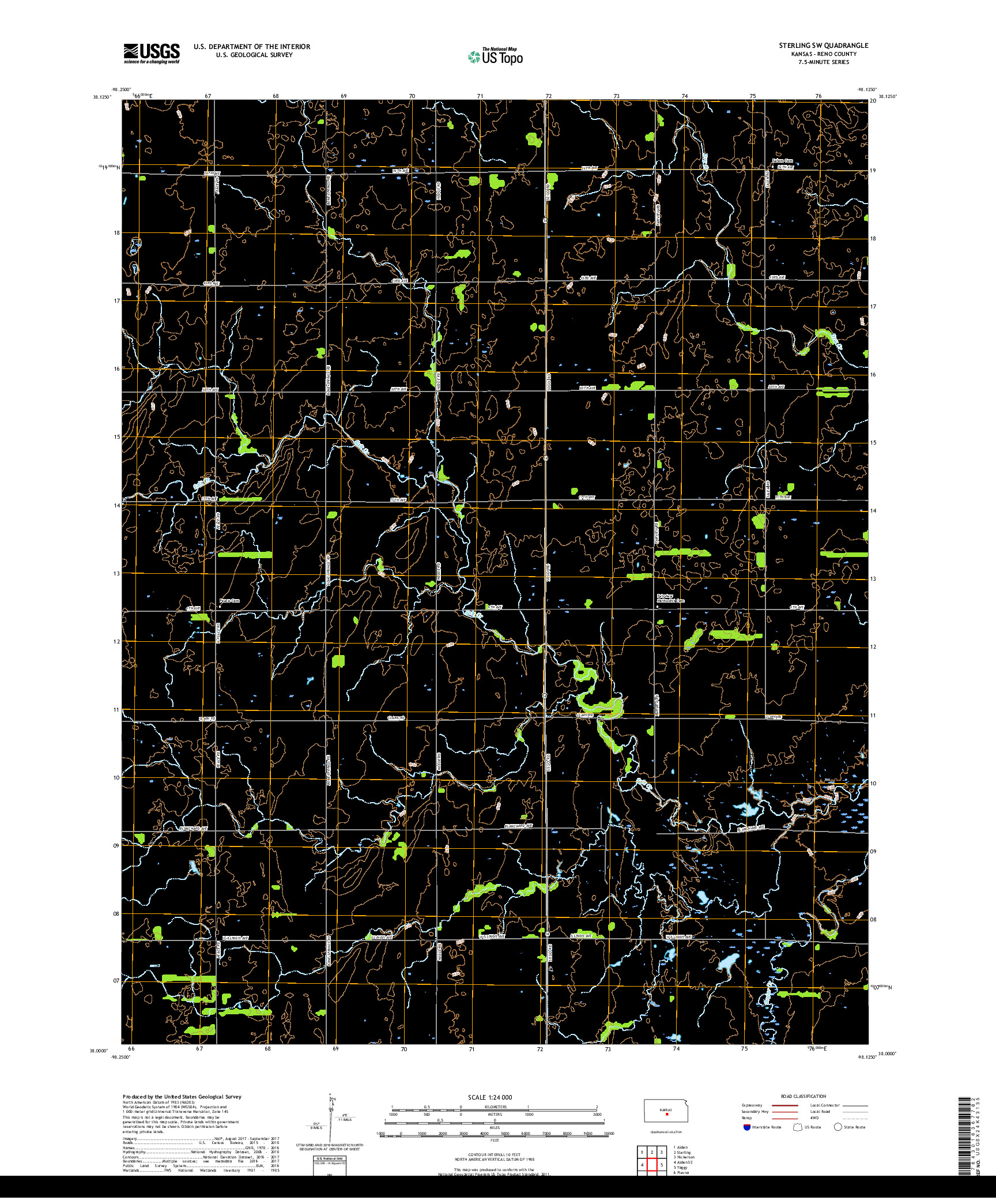 USGS US TOPO 7.5-MINUTE MAP FOR STERLING SW, KS 2018