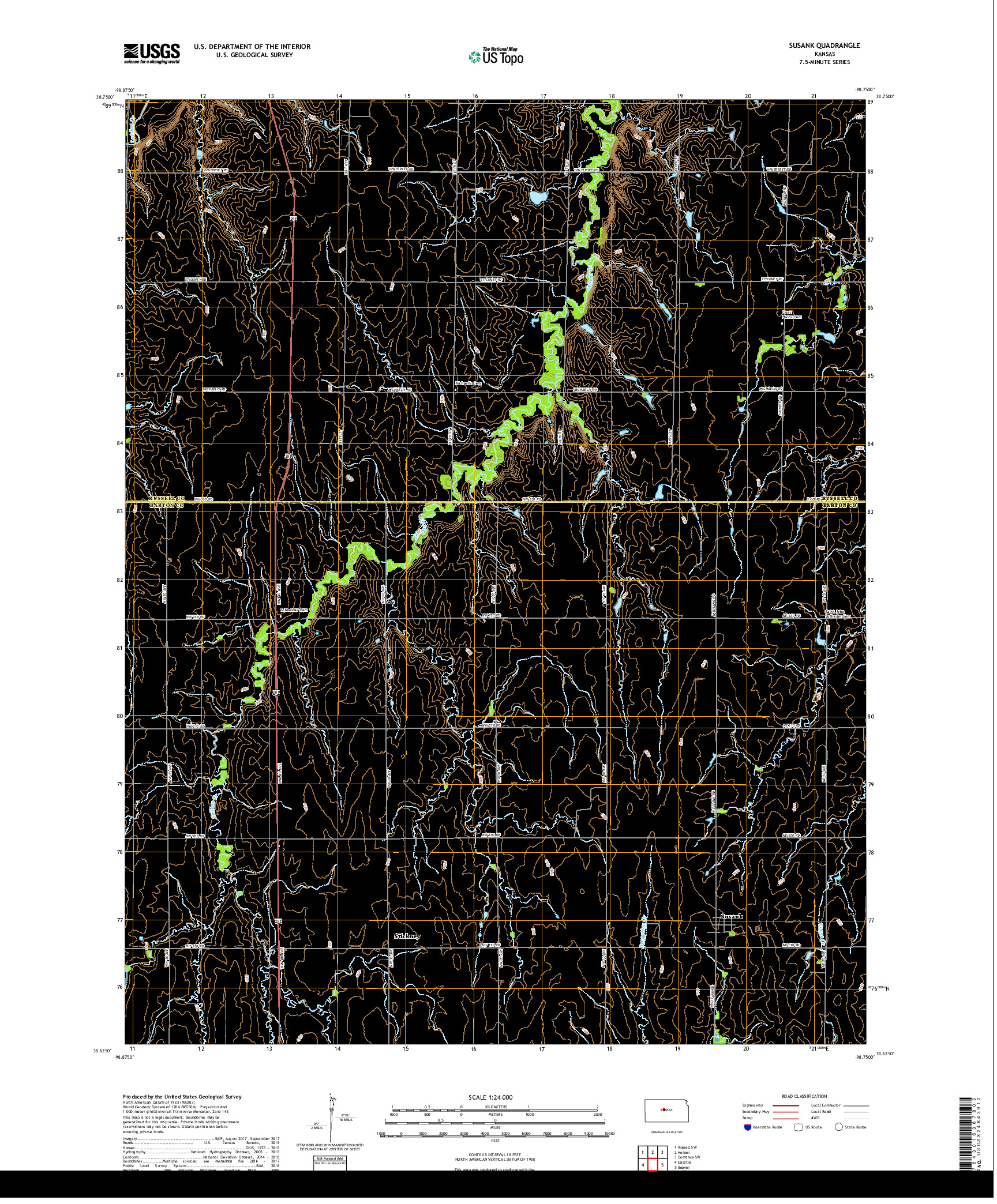 USGS US TOPO 7.5-MINUTE MAP FOR SUSANK, KS 2018