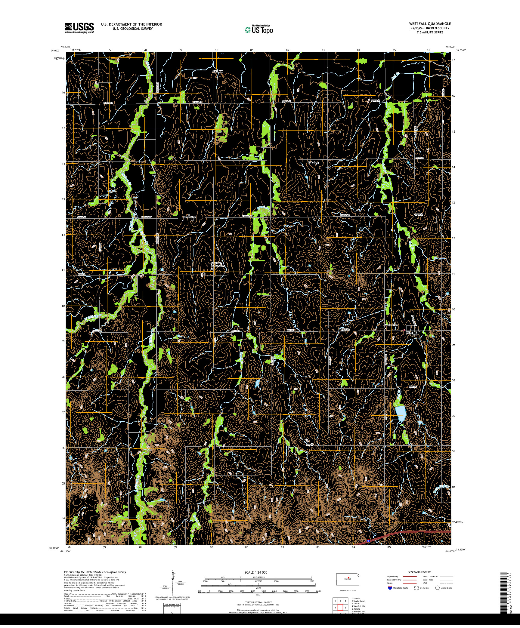 USGS US TOPO 7.5-MINUTE MAP FOR WESTFALL, KS 2018