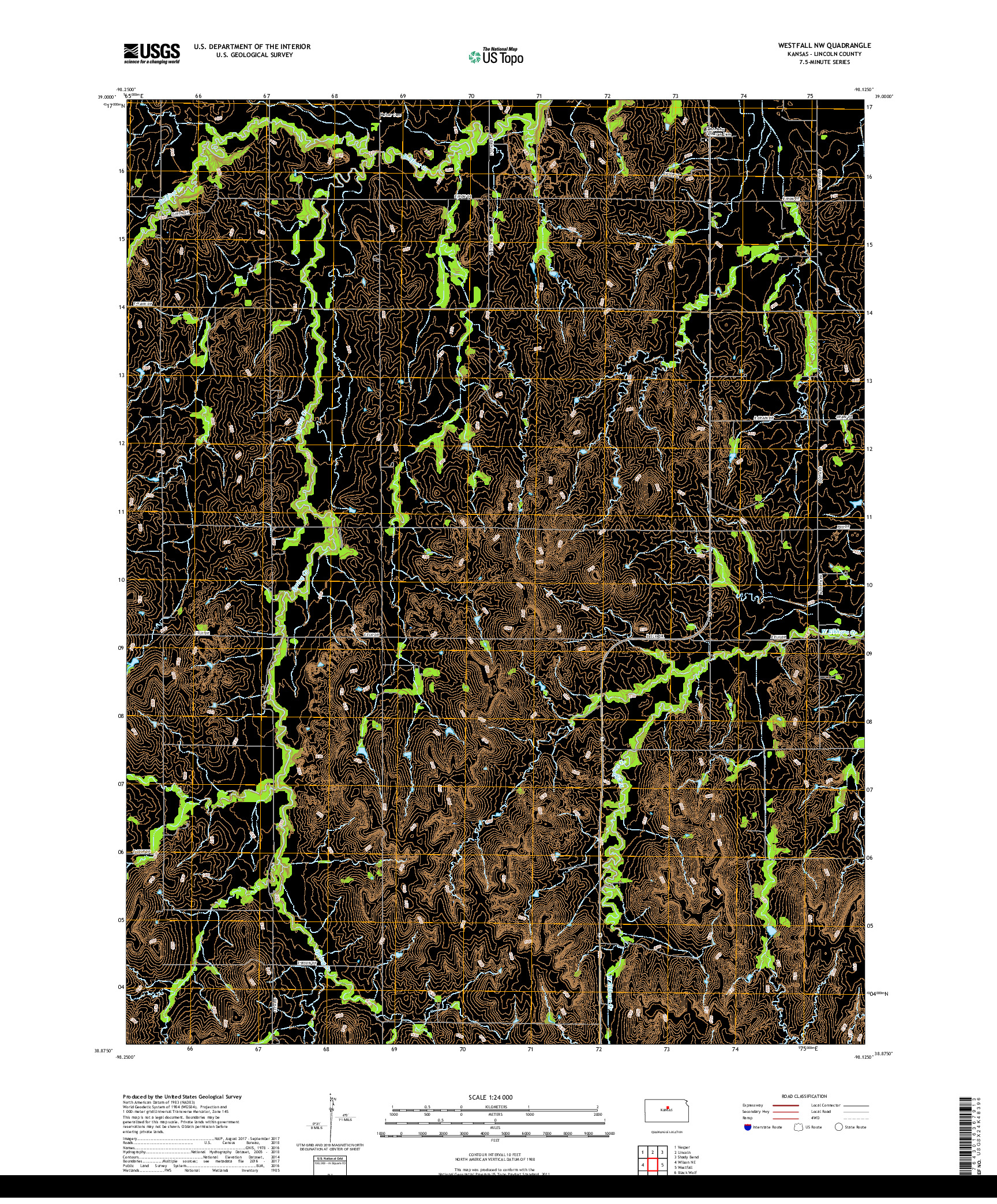 USGS US TOPO 7.5-MINUTE MAP FOR WESTFALL NW, KS 2018