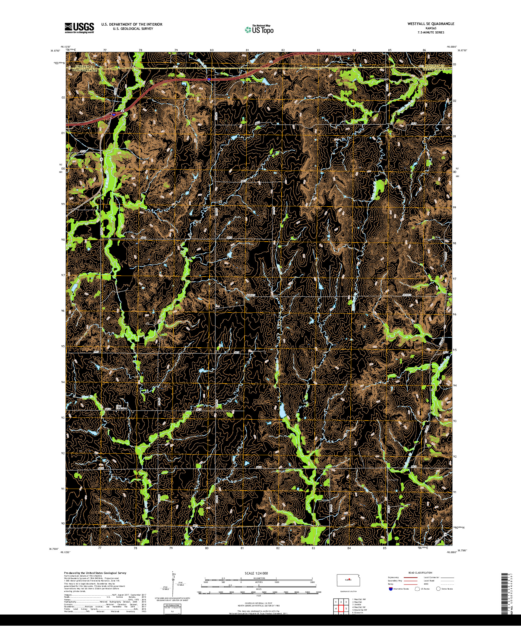 USGS US TOPO 7.5-MINUTE MAP FOR WESTFALL SE, KS 2018