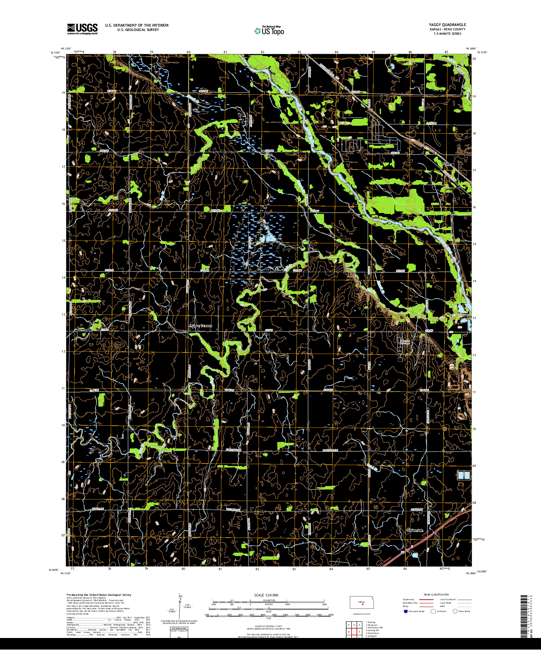 USGS US TOPO 7.5-MINUTE MAP FOR YAGGY, KS 2018