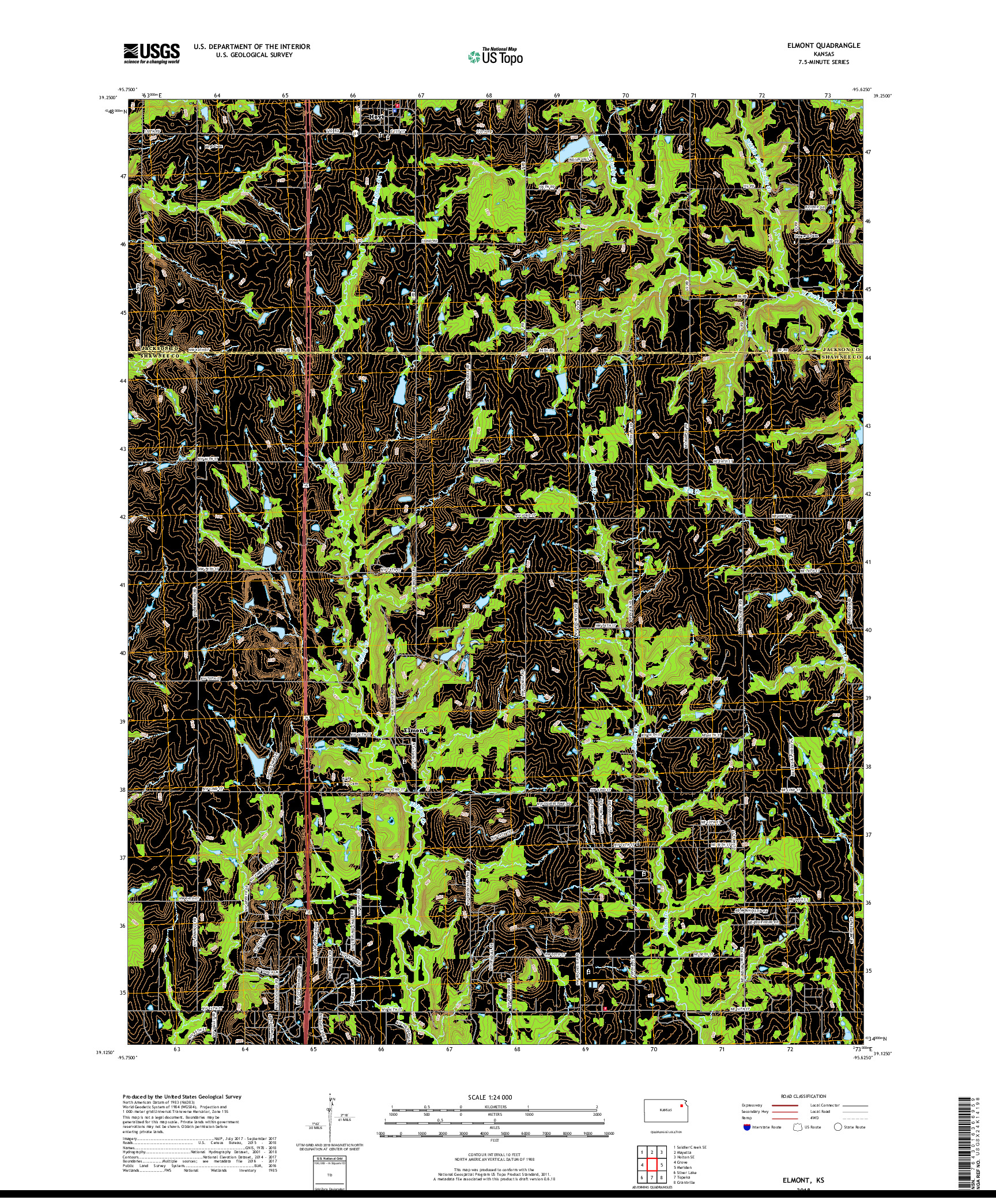 USGS US TOPO 7.5-MINUTE MAP FOR ELMONT, KS 2018