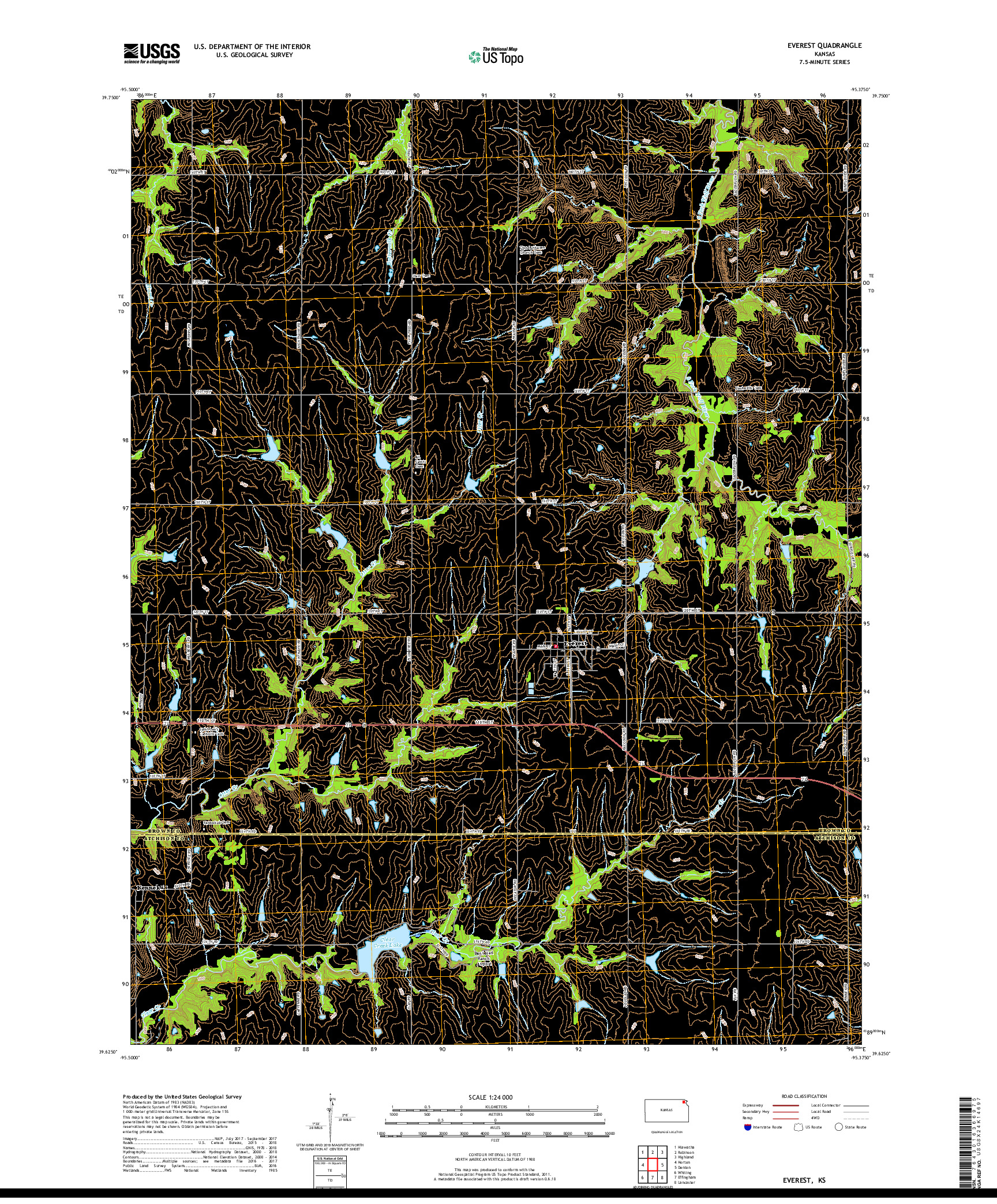 USGS US TOPO 7.5-MINUTE MAP FOR EVEREST, KS 2018