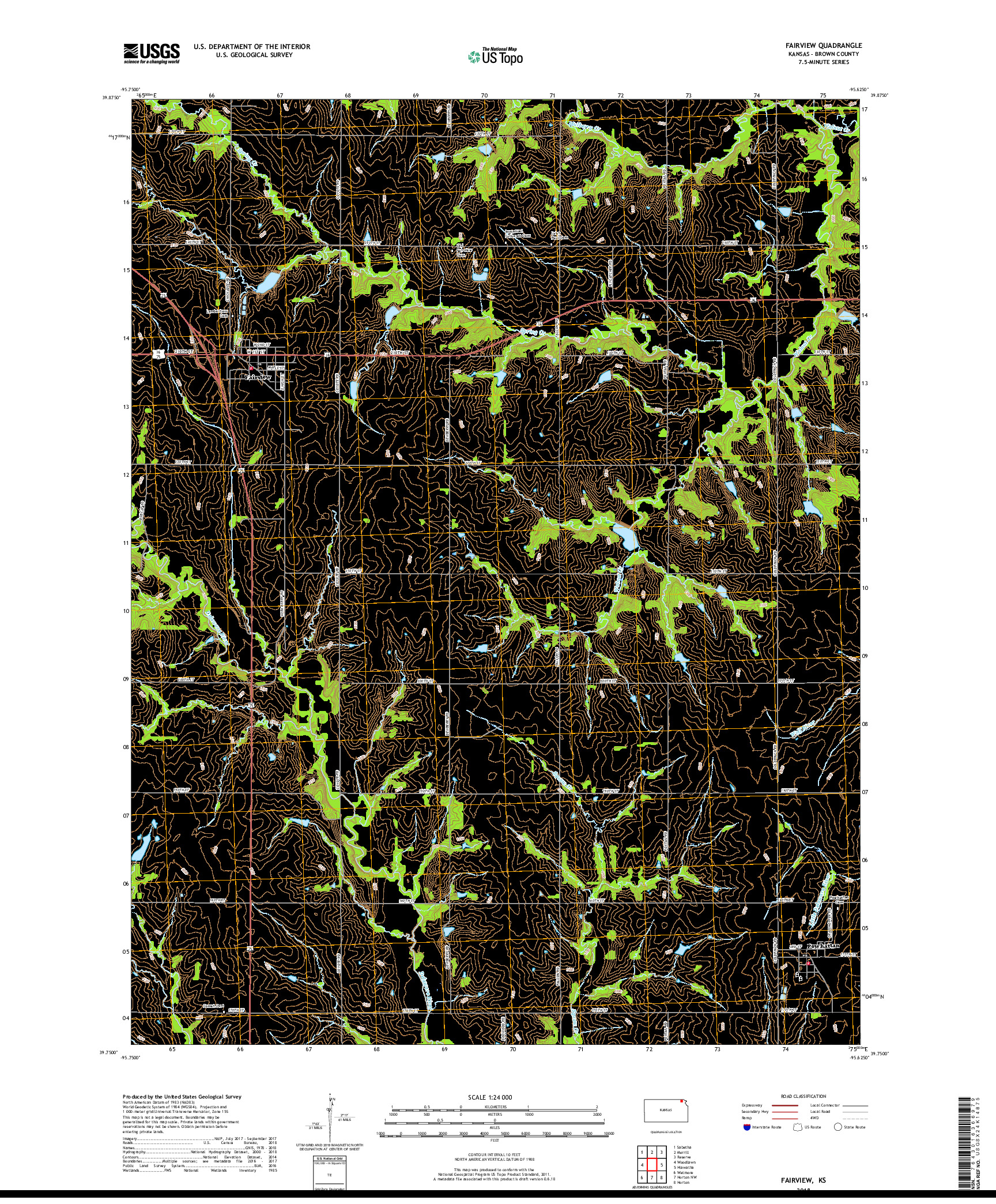 USGS US TOPO 7.5-MINUTE MAP FOR FAIRVIEW, KS 2018