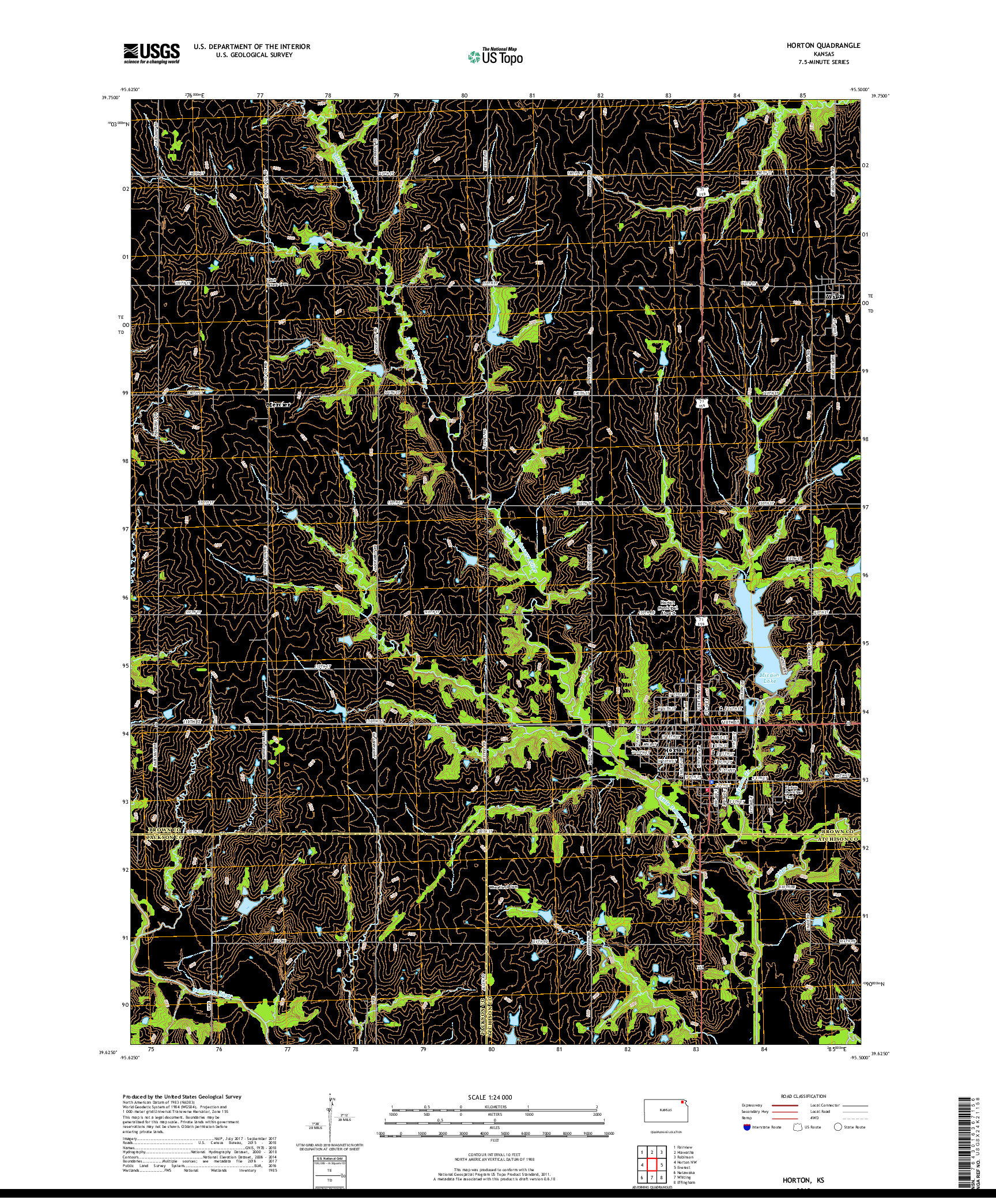 USGS US TOPO 7.5-MINUTE MAP FOR HORTON, KS 2018