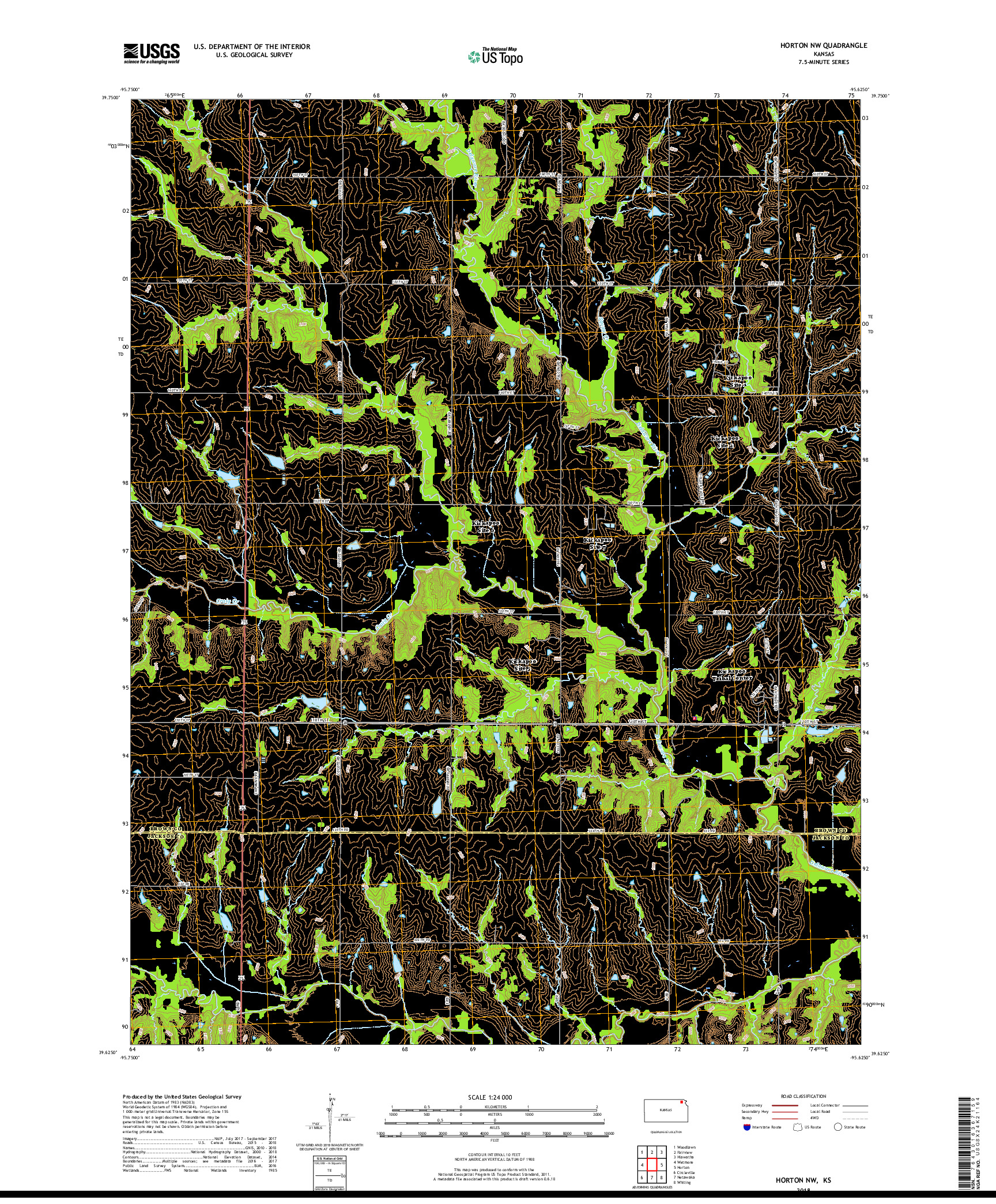 USGS US TOPO 7.5-MINUTE MAP FOR HORTON NW, KS 2018