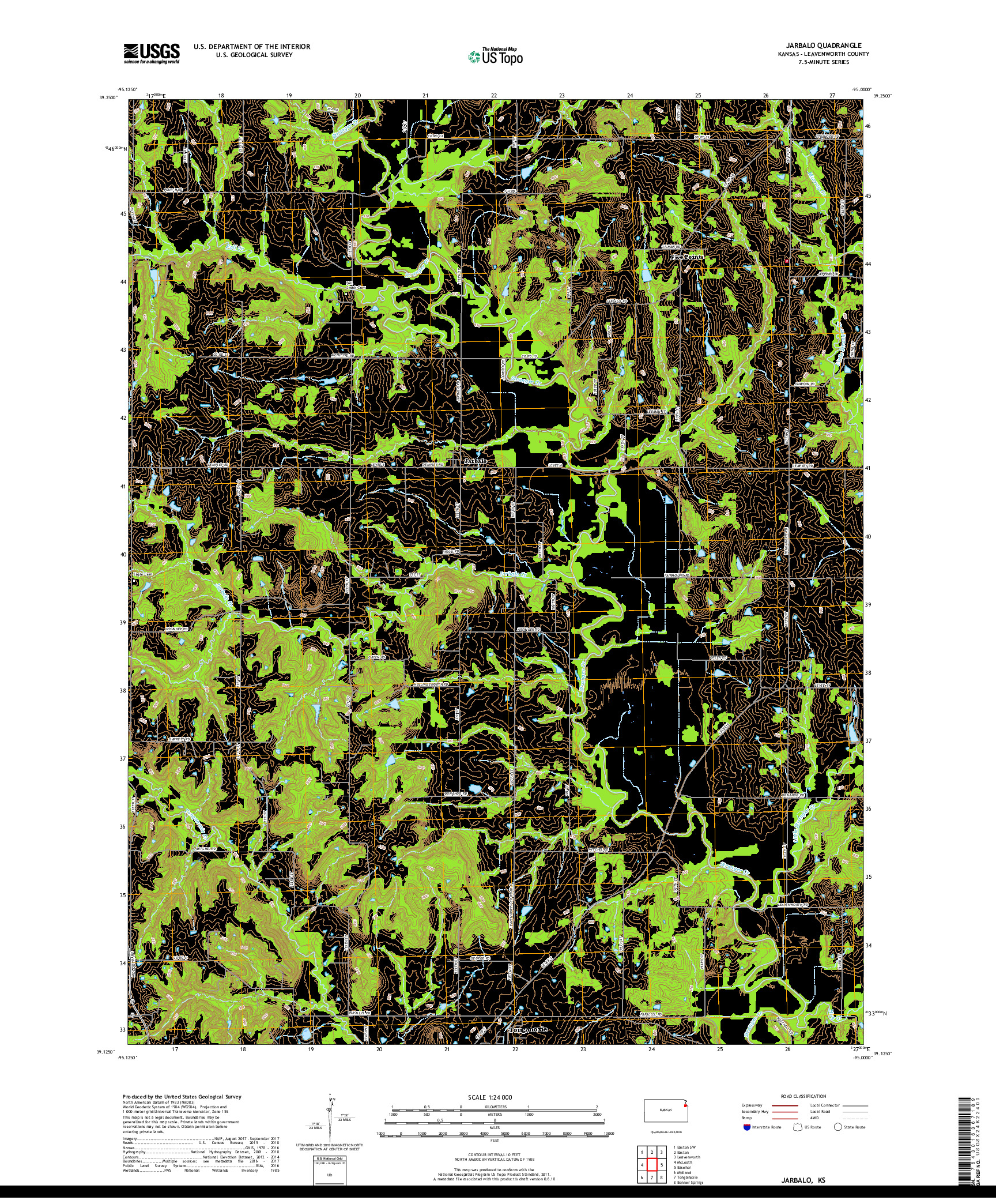 USGS US TOPO 7.5-MINUTE MAP FOR JARBALO, KS 2018