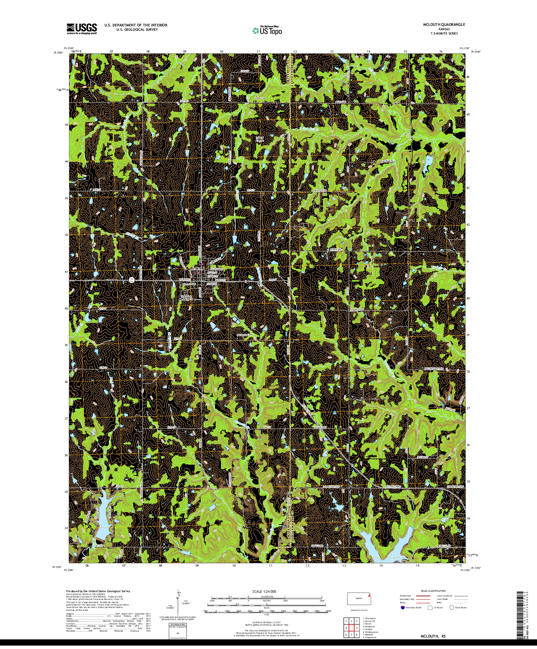 USGS US TOPO 7.5-MINUTE MAP FOR MCLOUTH, KS 2018