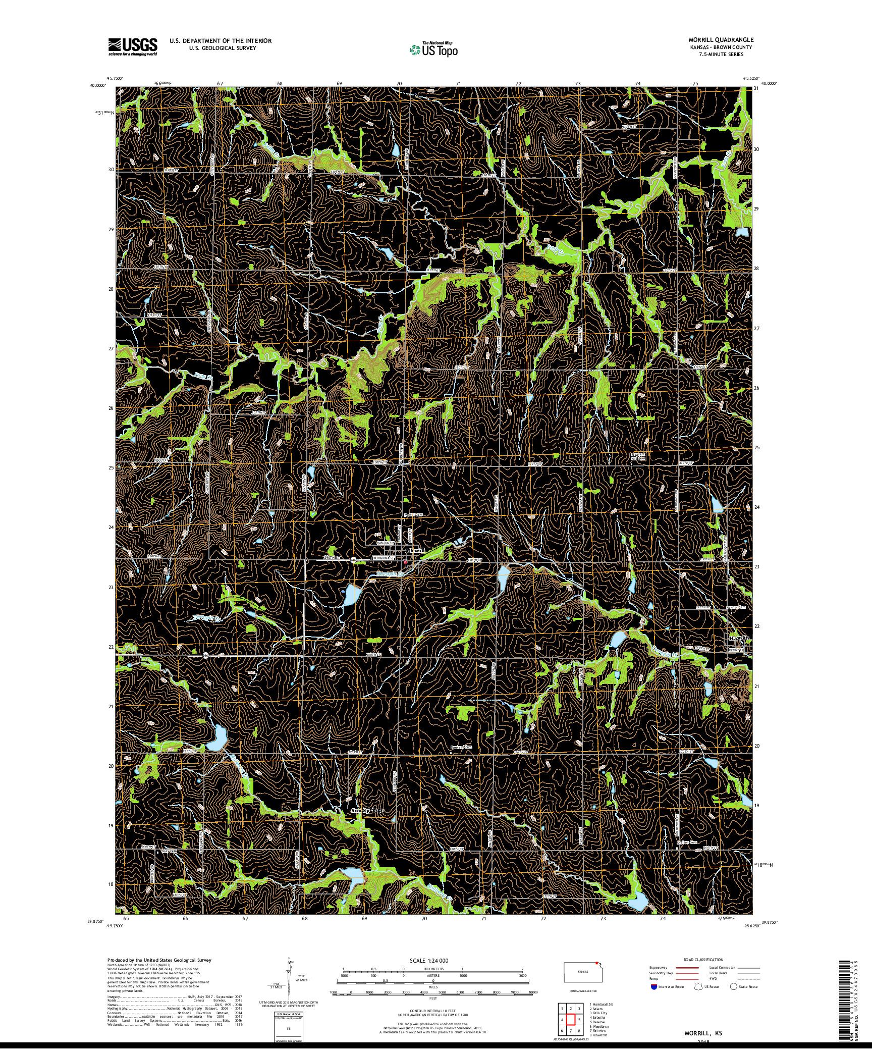 USGS US TOPO 7.5-MINUTE MAP FOR MORRILL, KS 2018