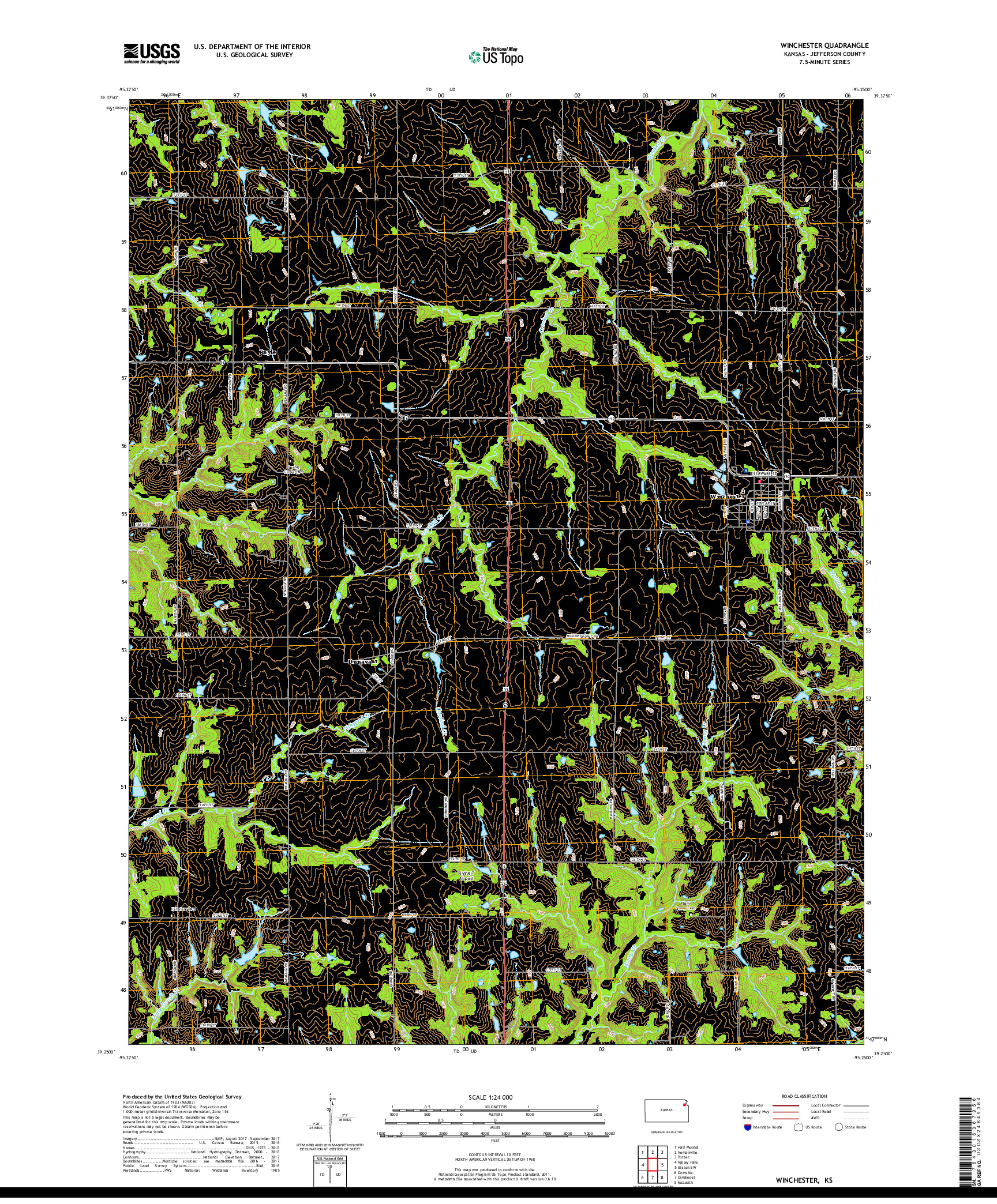 USGS US TOPO 7.5-MINUTE MAP FOR WINCHESTER, KS 2018