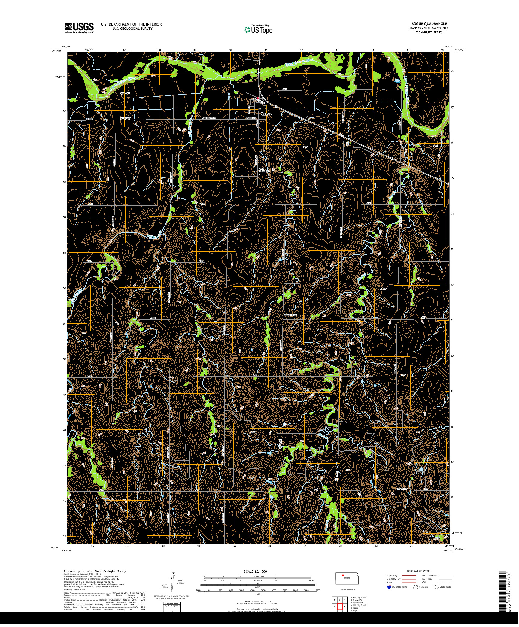 USGS US TOPO 7.5-MINUTE MAP FOR BOGUE, KS 2018