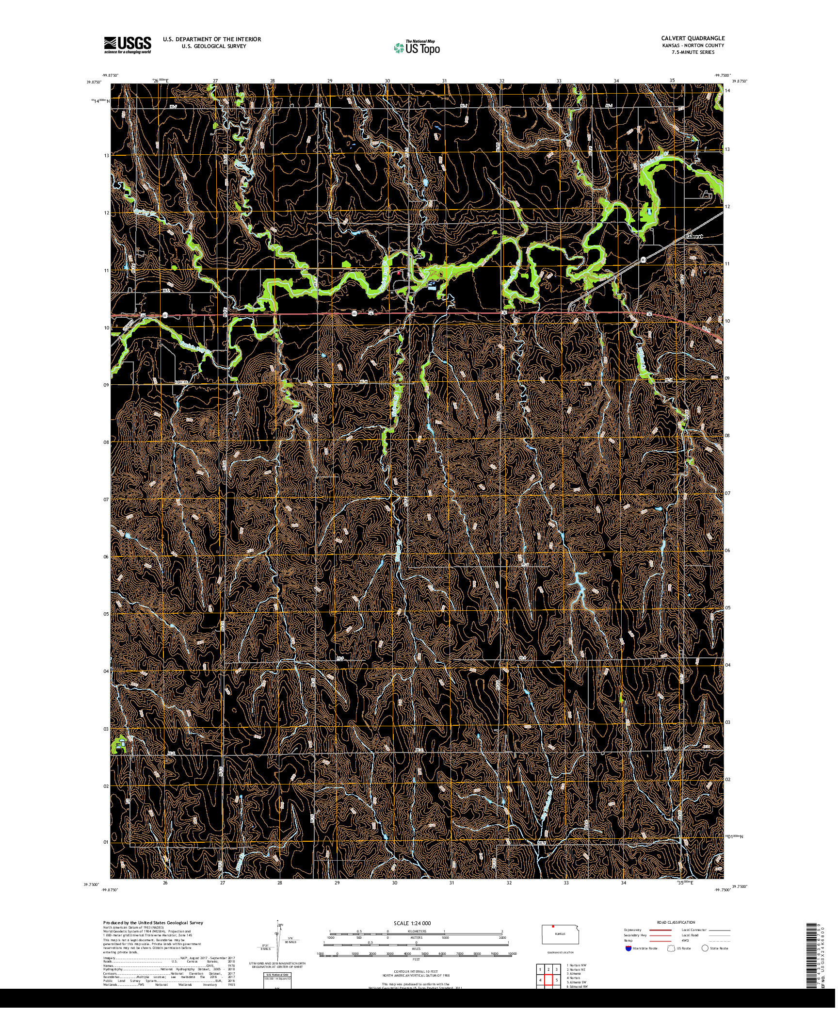 USGS US TOPO 7.5-MINUTE MAP FOR CALVERT, KS 2018