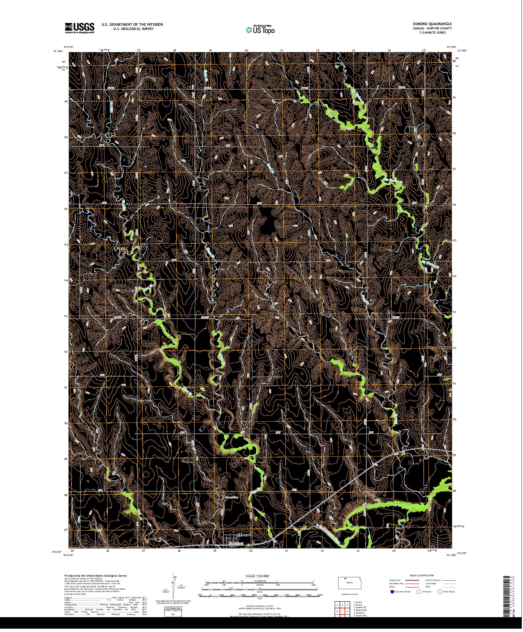 USGS US TOPO 7.5-MINUTE MAP FOR EDMOND, KS 2018