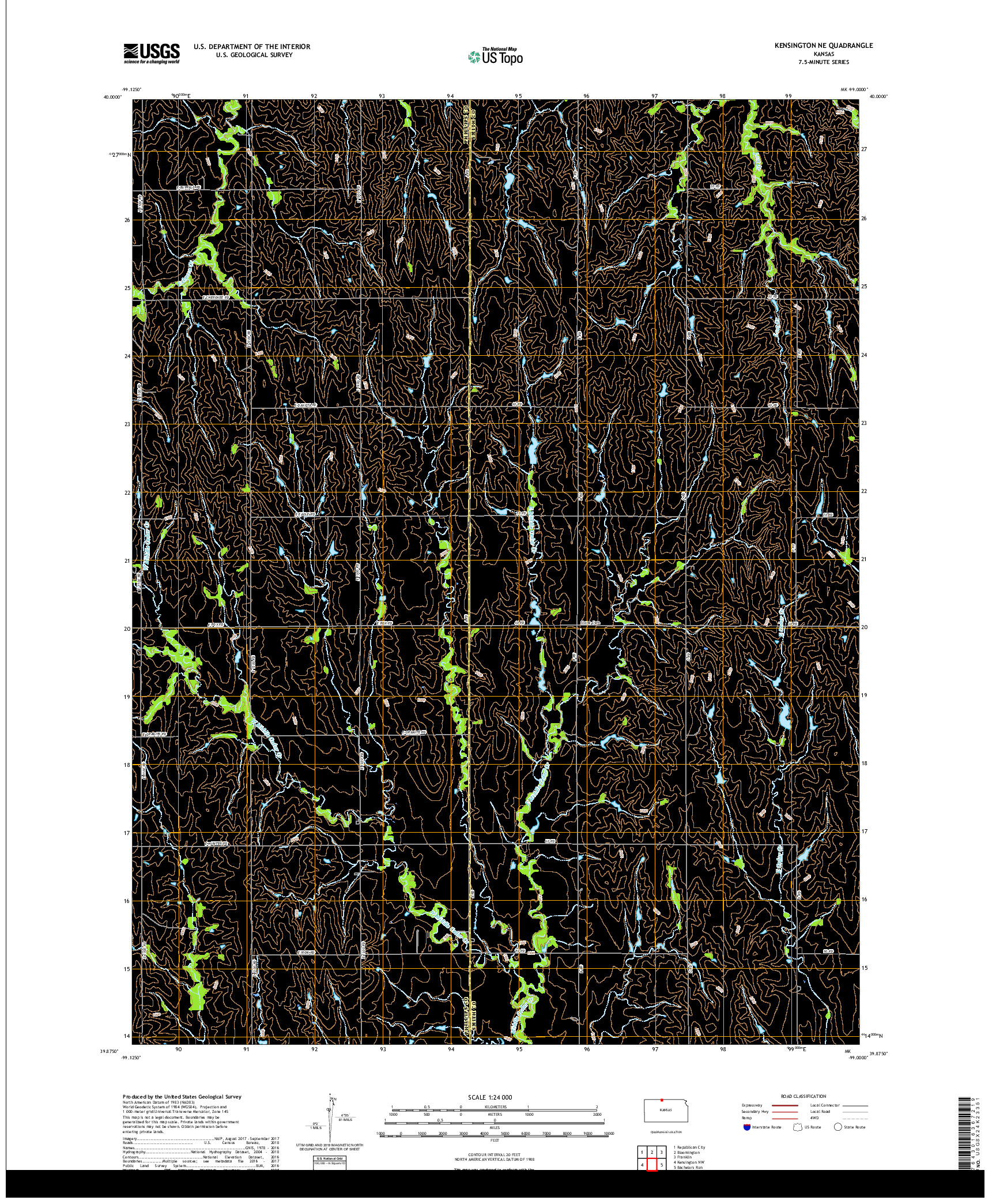 USGS US TOPO 7.5-MINUTE MAP FOR KENSINGTON NE, KS 2018