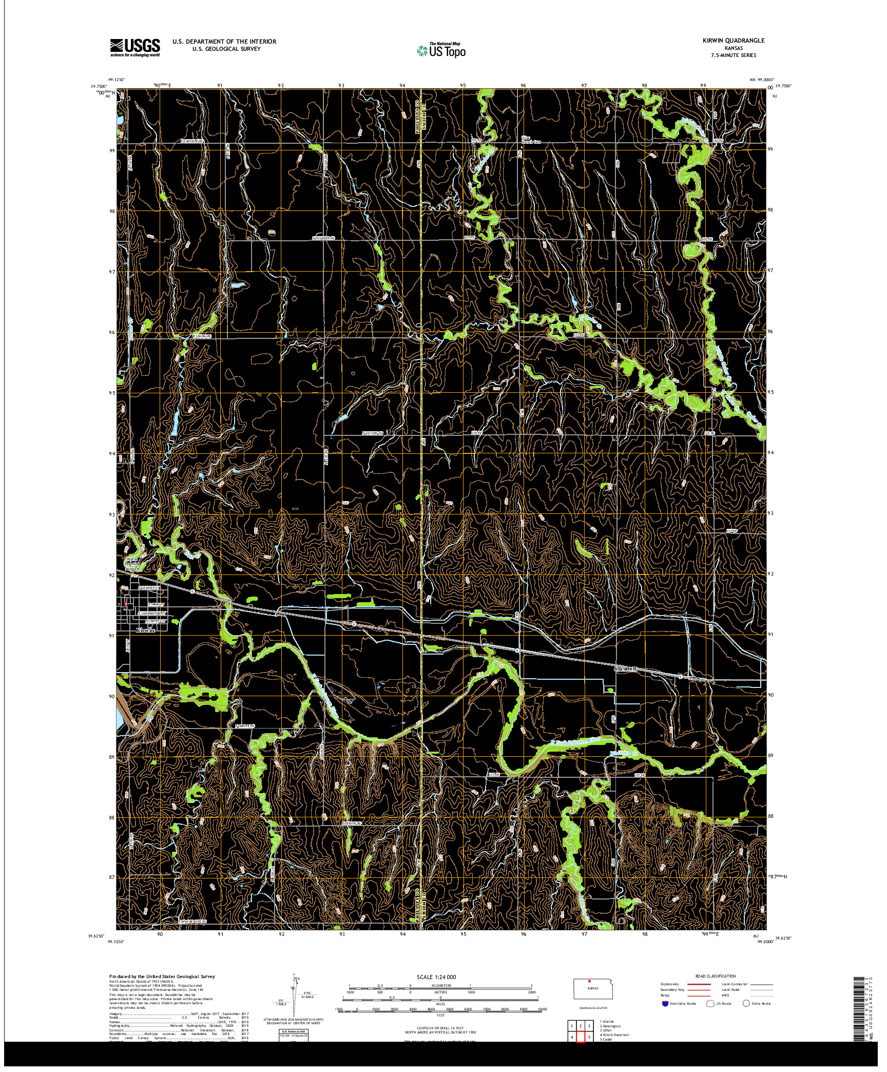 USGS US TOPO 7.5-MINUTE MAP FOR KIRWIN, KS 2018