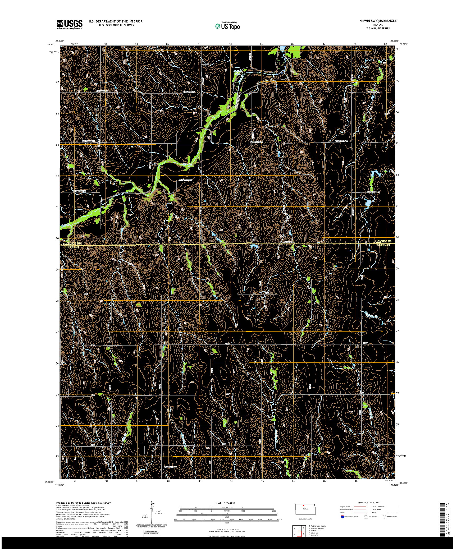 USGS US TOPO 7.5-MINUTE MAP FOR KIRWIN SW, KS 2018